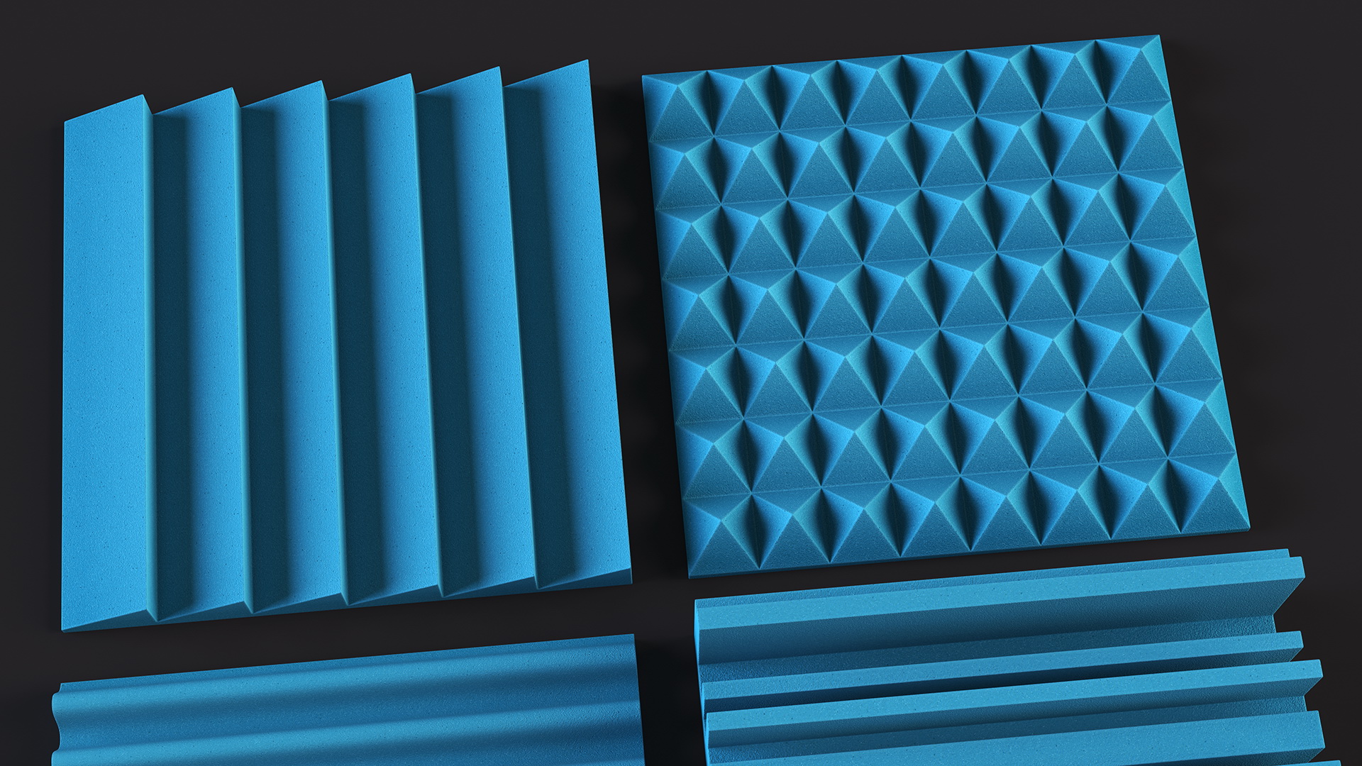 Foam Sound Absorbers Blue Set 3D model