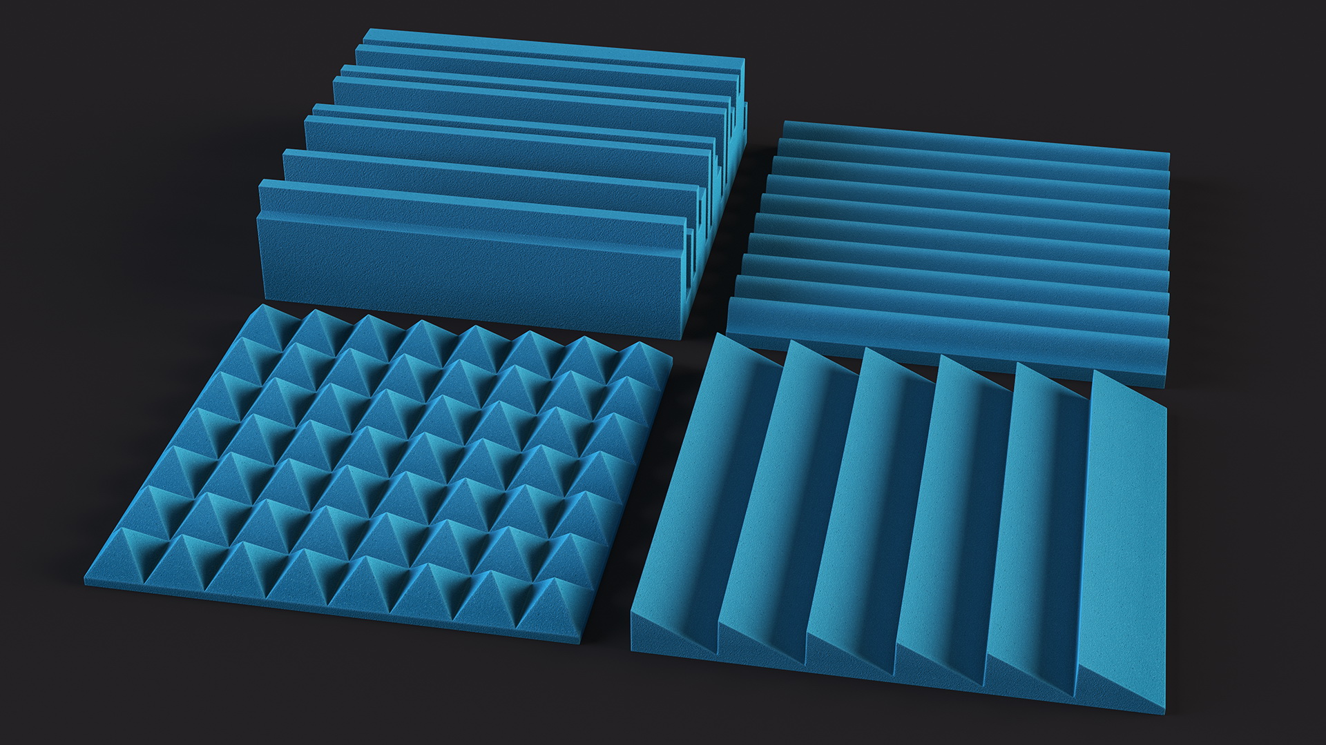 Foam Sound Absorbers Blue Set 3D model