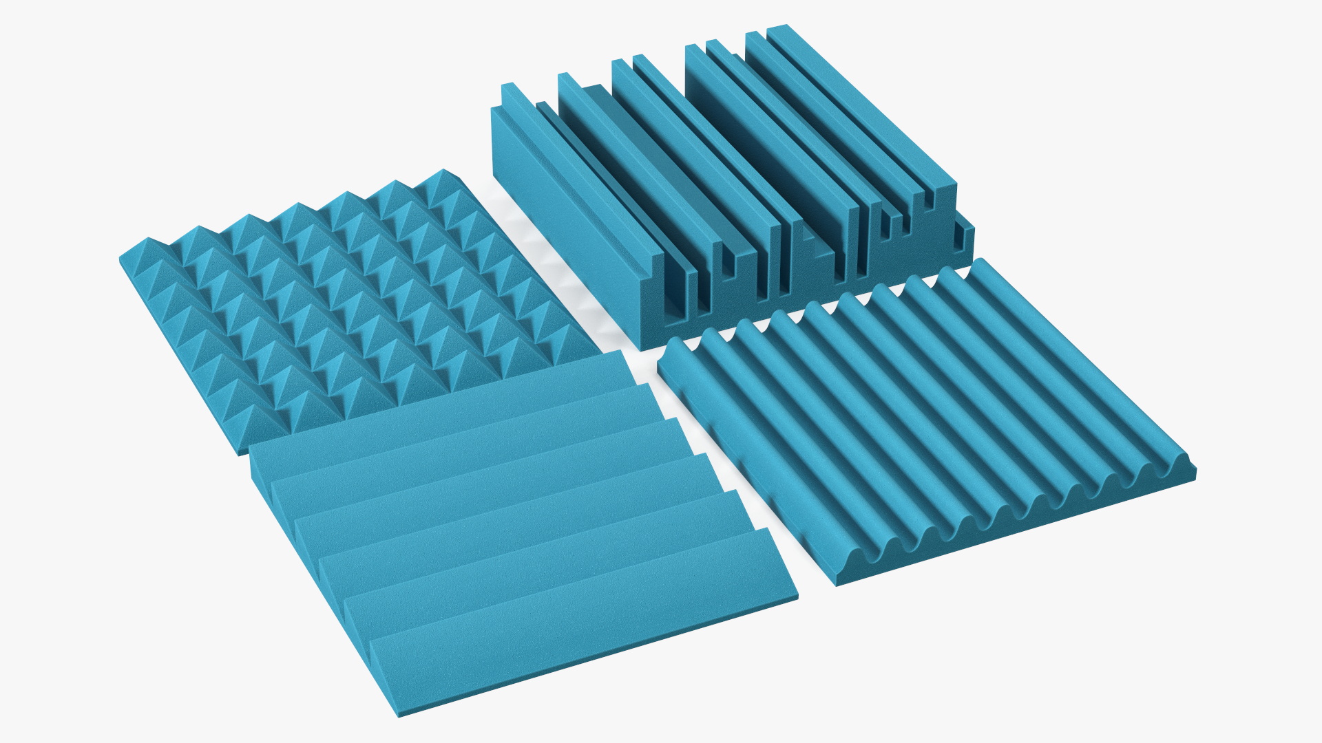 Foam Sound Absorbers Blue Set 3D model