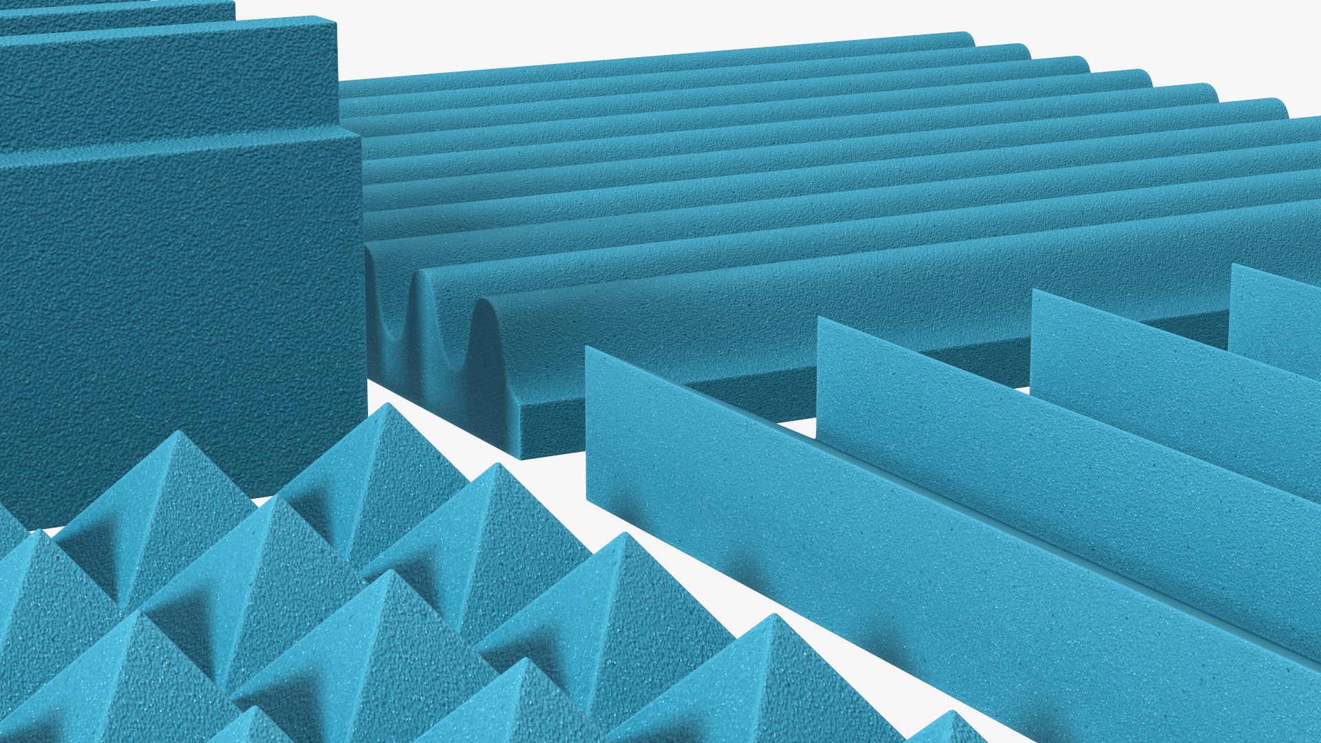 Foam Sound Absorbers Blue Set 3D model