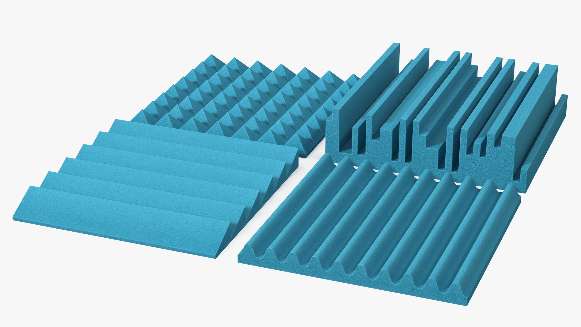 Foam Sound Absorbers Blue Set 3D model