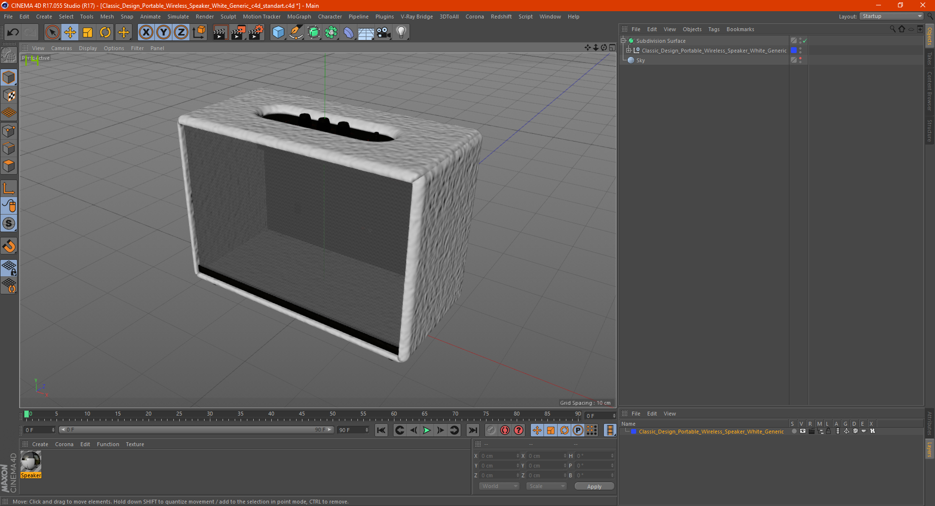 Classic Design Portable Wireless Speaker White Generic 3D model