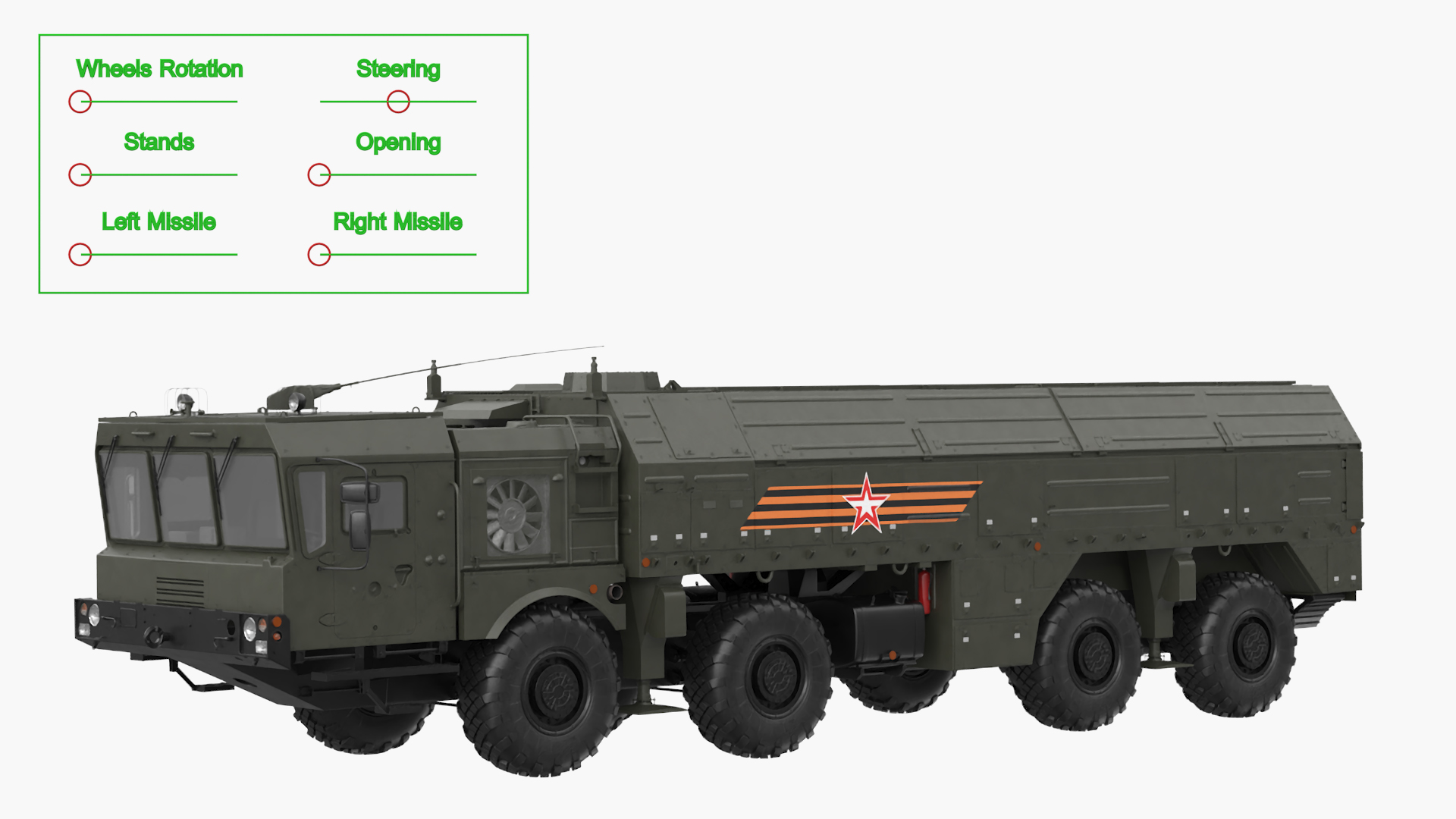 3D Tactical Missile System Iskander SS-26 Stone Rigged