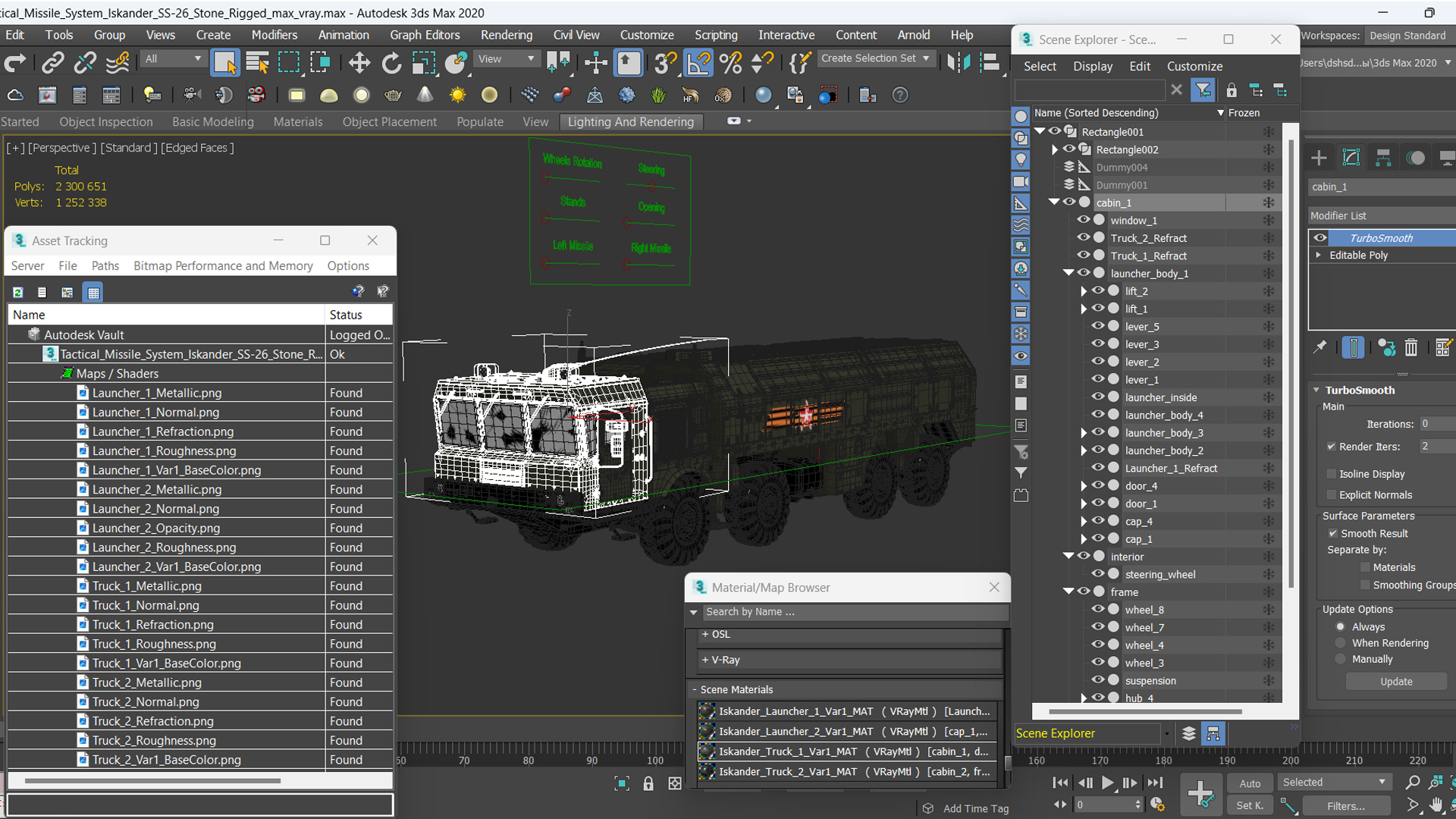 3D Tactical Missile System Iskander SS-26 Stone Rigged