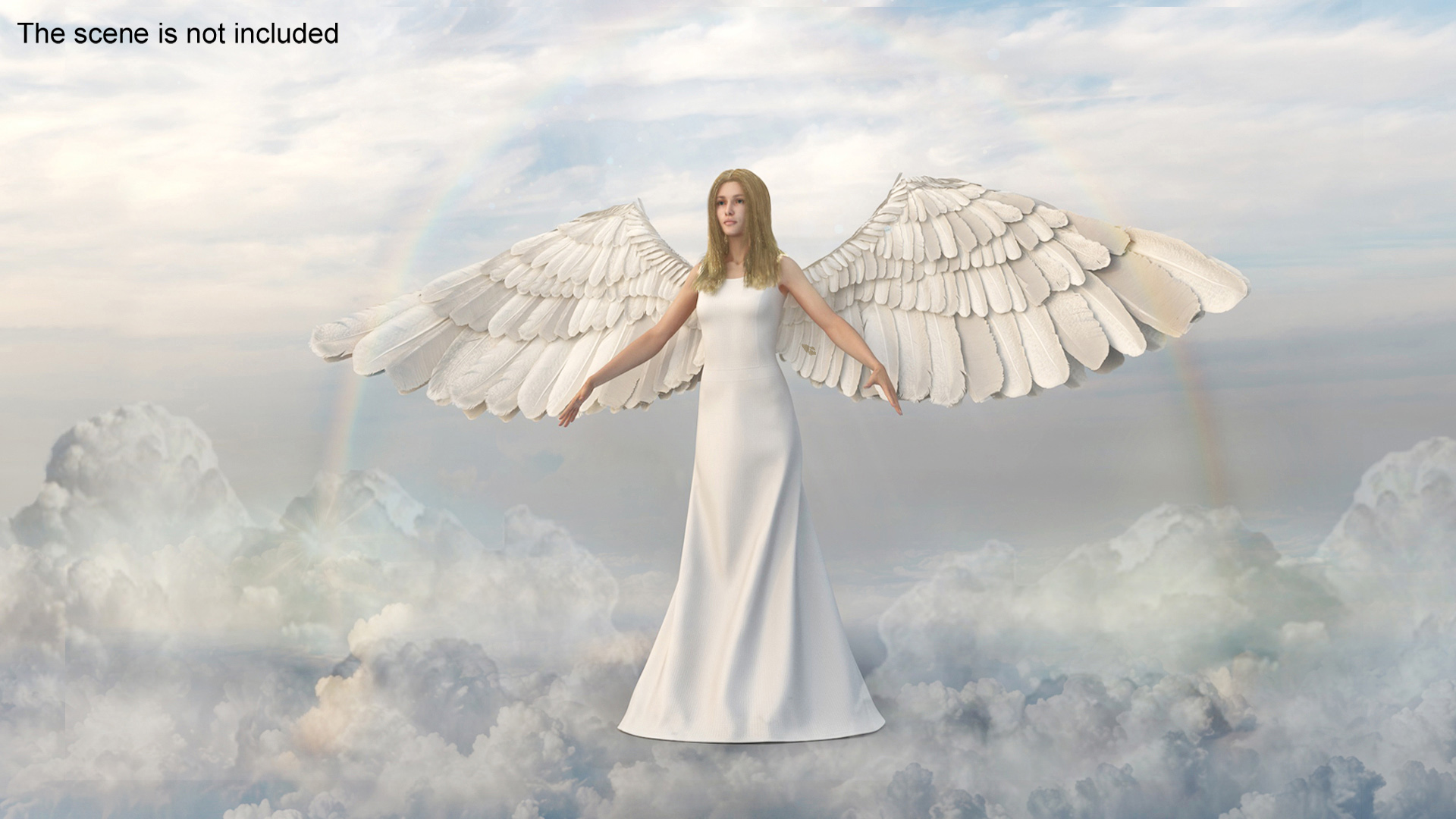 3D Blonde Female Angel T-pose
