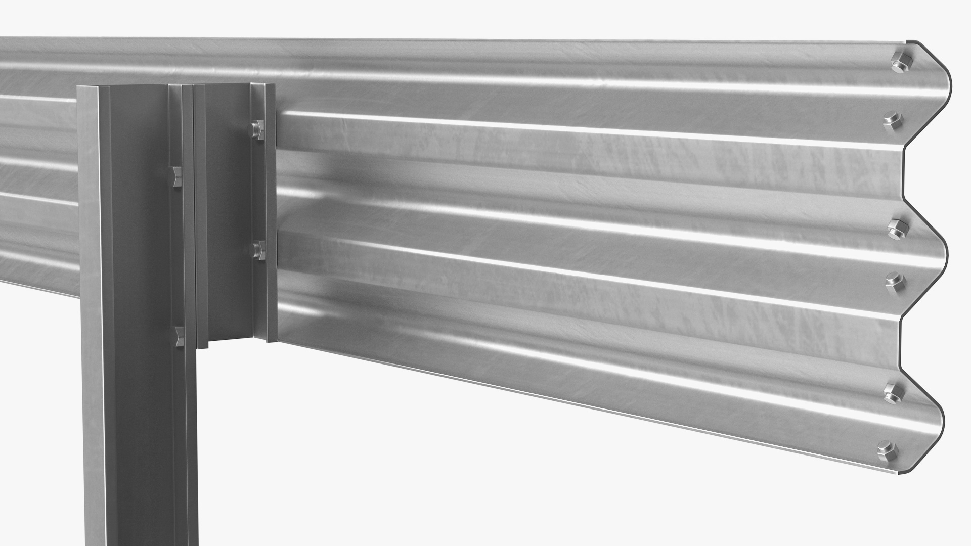3D Galvanized Highway Guardrail Barrier