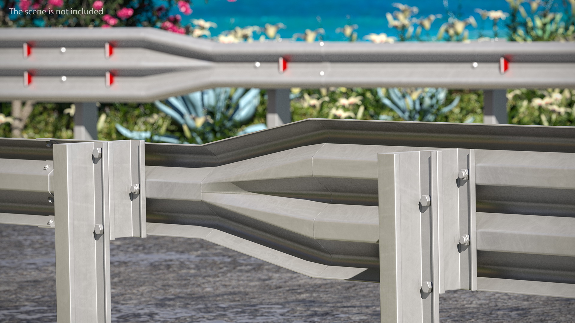 3D Galvanized Highway Guardrail Barrier