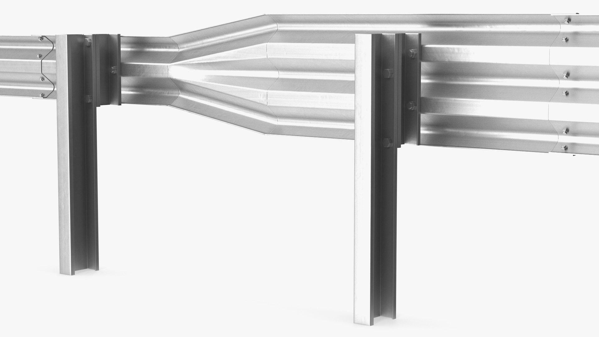 3D Galvanized Highway Guardrail Barrier