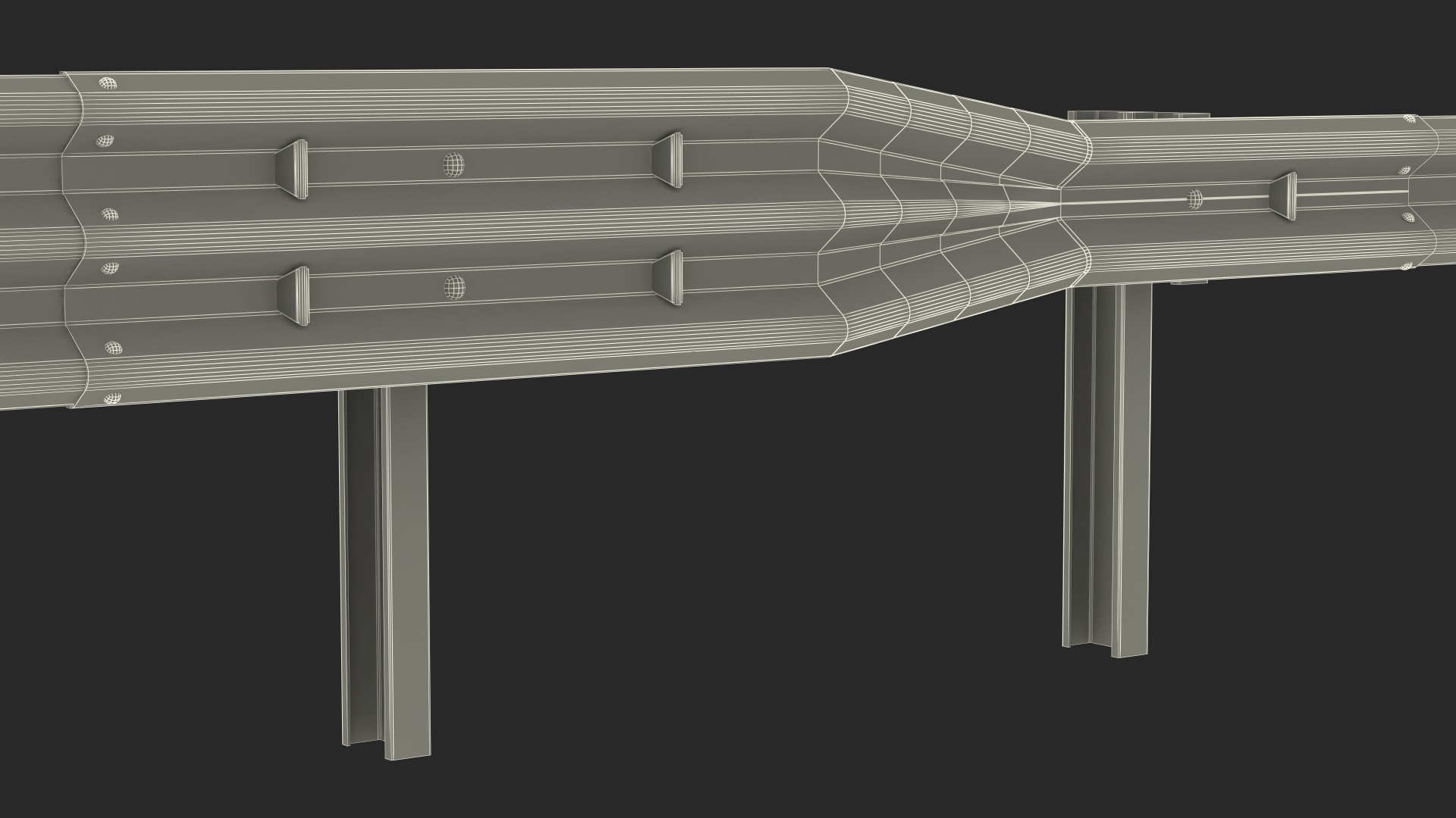 3D Galvanized Highway Guardrail Barrier