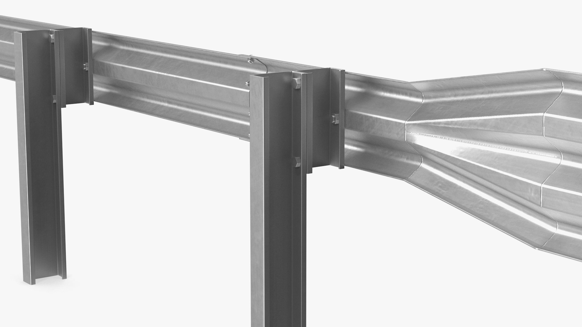 3D Galvanized Highway Guardrail Barrier