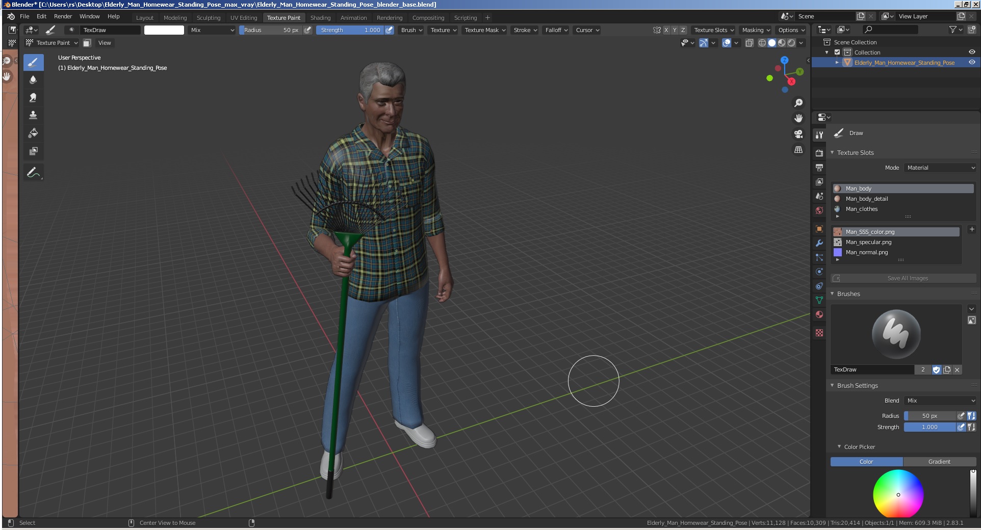 Elderly Man Homewear Standing Pose 3D model