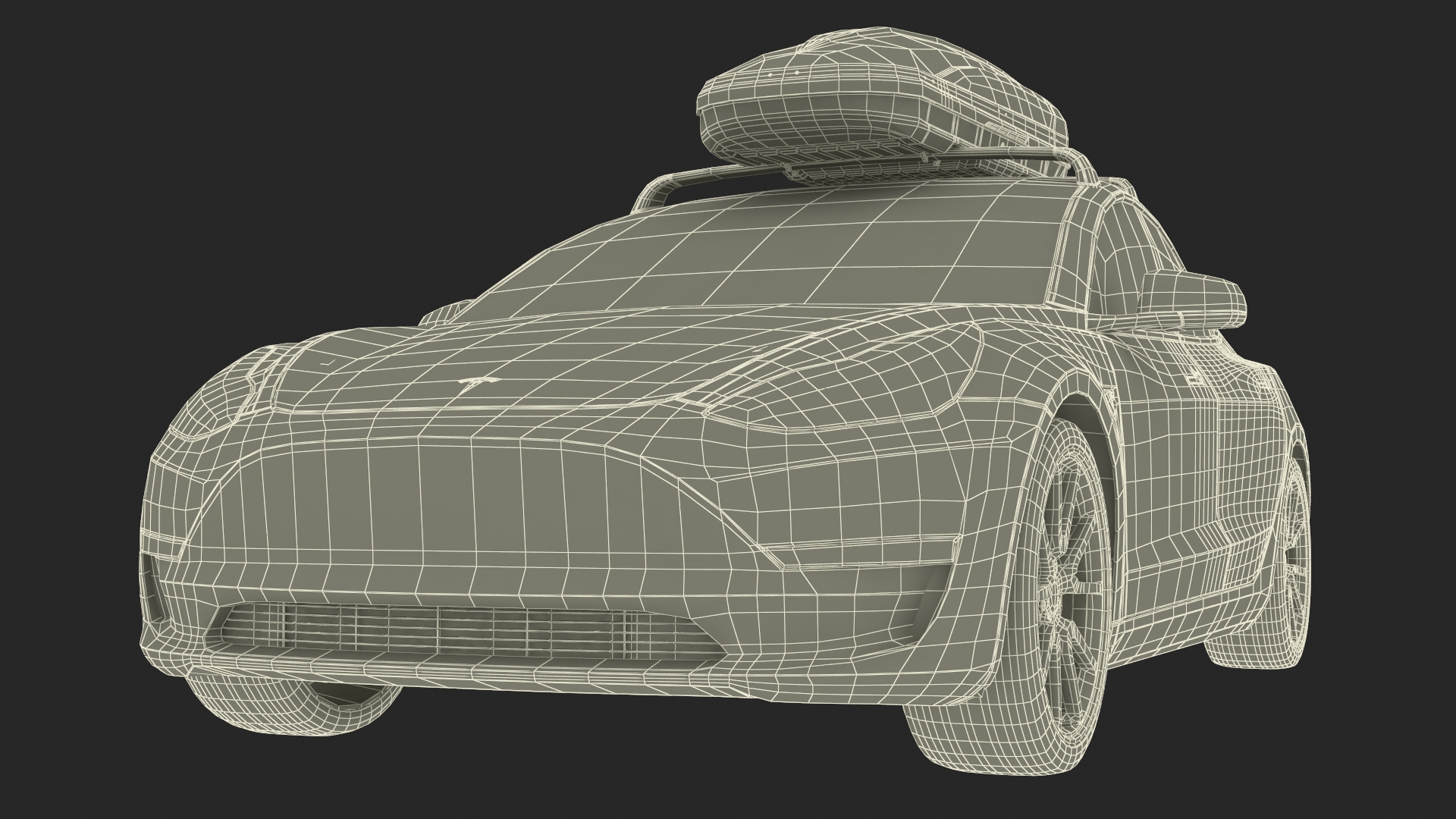 3D Tesla with Thule Car Roofbox on Roof Rack