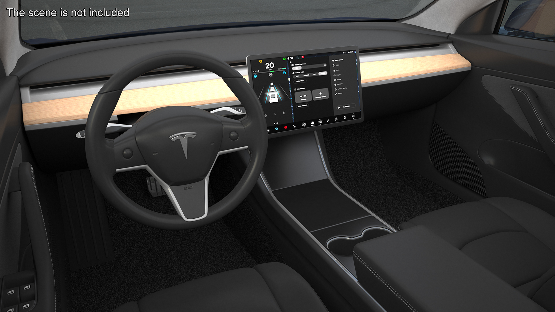 3D Tesla with Thule Car Roofbox on Roof Rack