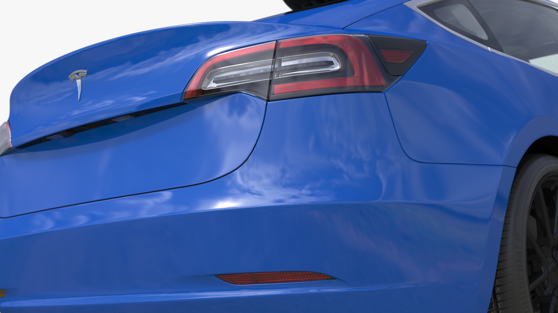 3D Tesla with Thule Car Roofbox on Roof Rack