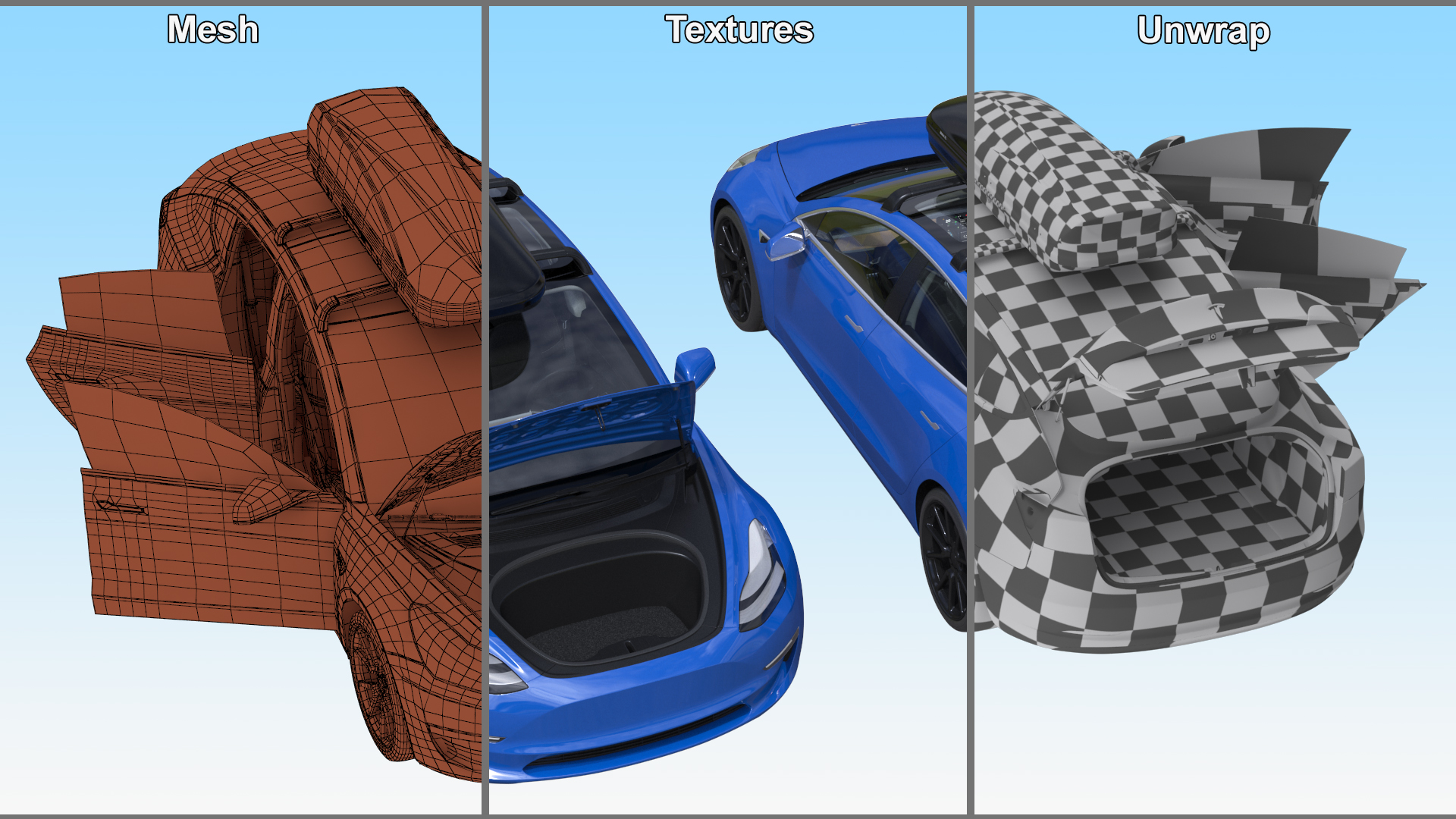 3D Tesla with Thule Car Roofbox on Roof Rack