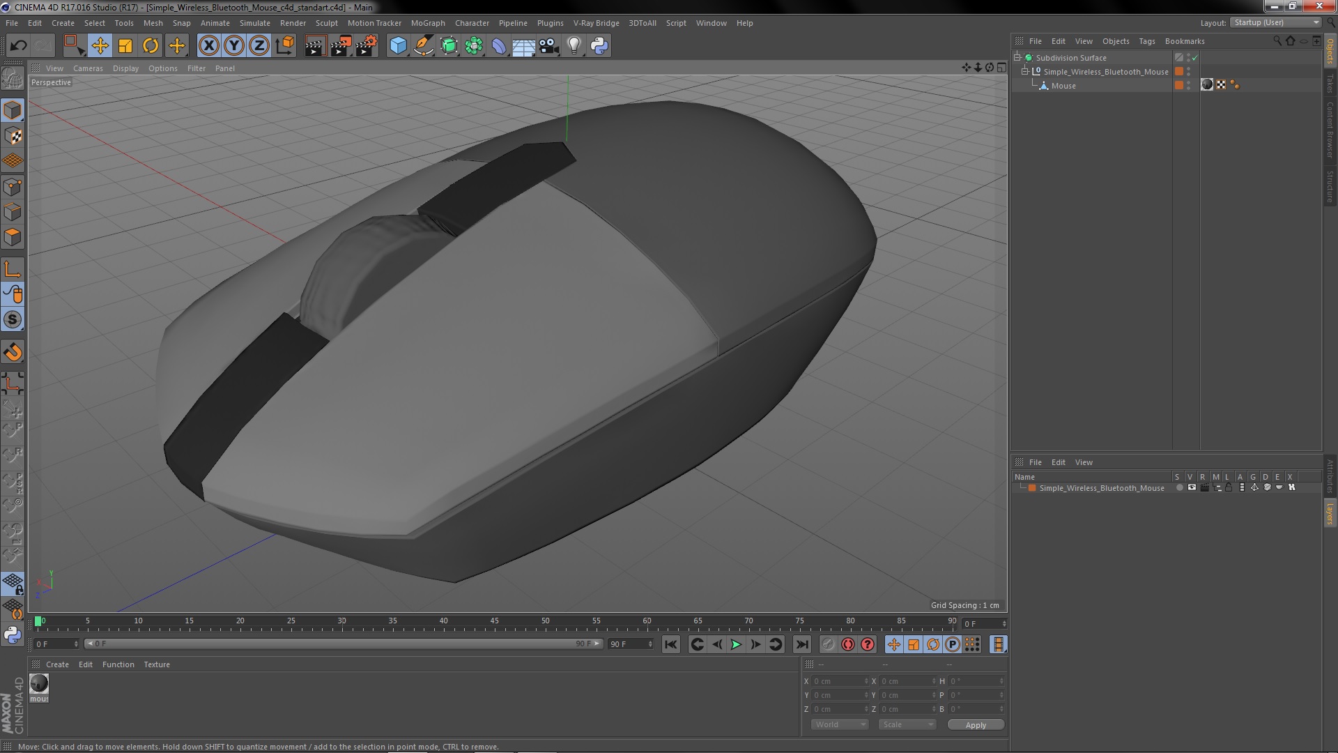 3D Simple Wireless Bluetooth Mouse