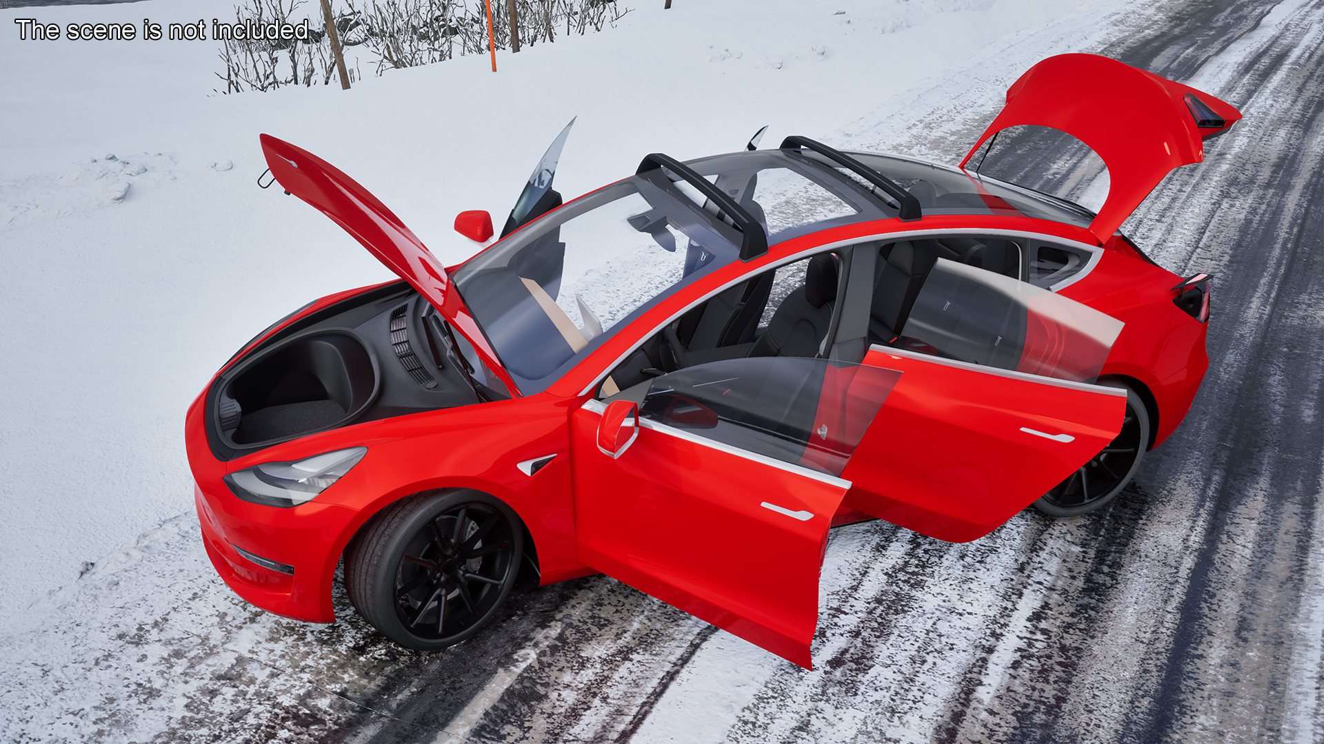 Tesla with Roof Rack Rigged 3D