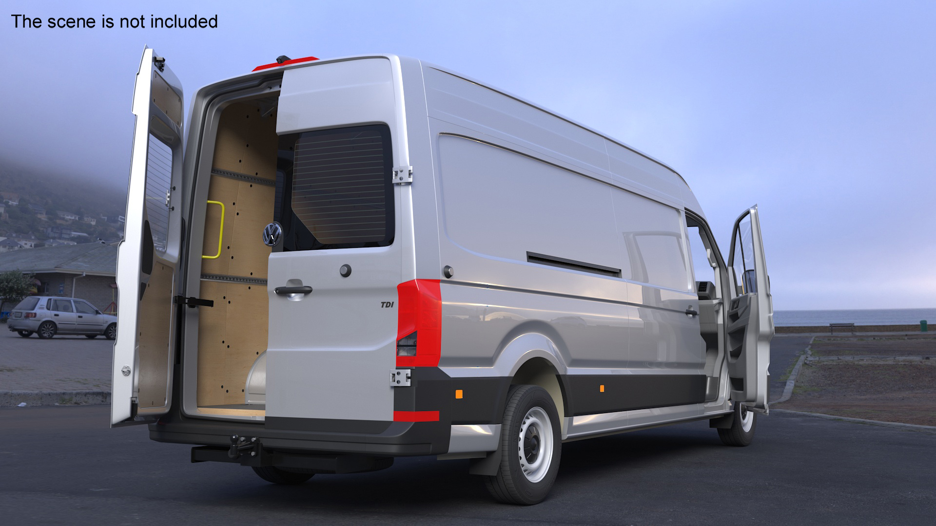 3D model Volkswagen Crafter Van 2024 Long Silver Metallic Rigged