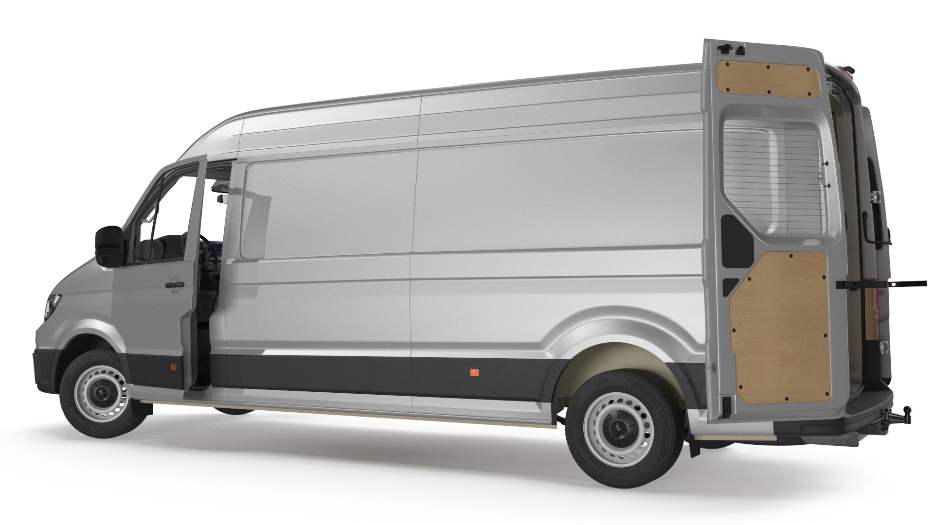 3D model Volkswagen Crafter Van 2024 Long Silver Metallic Rigged