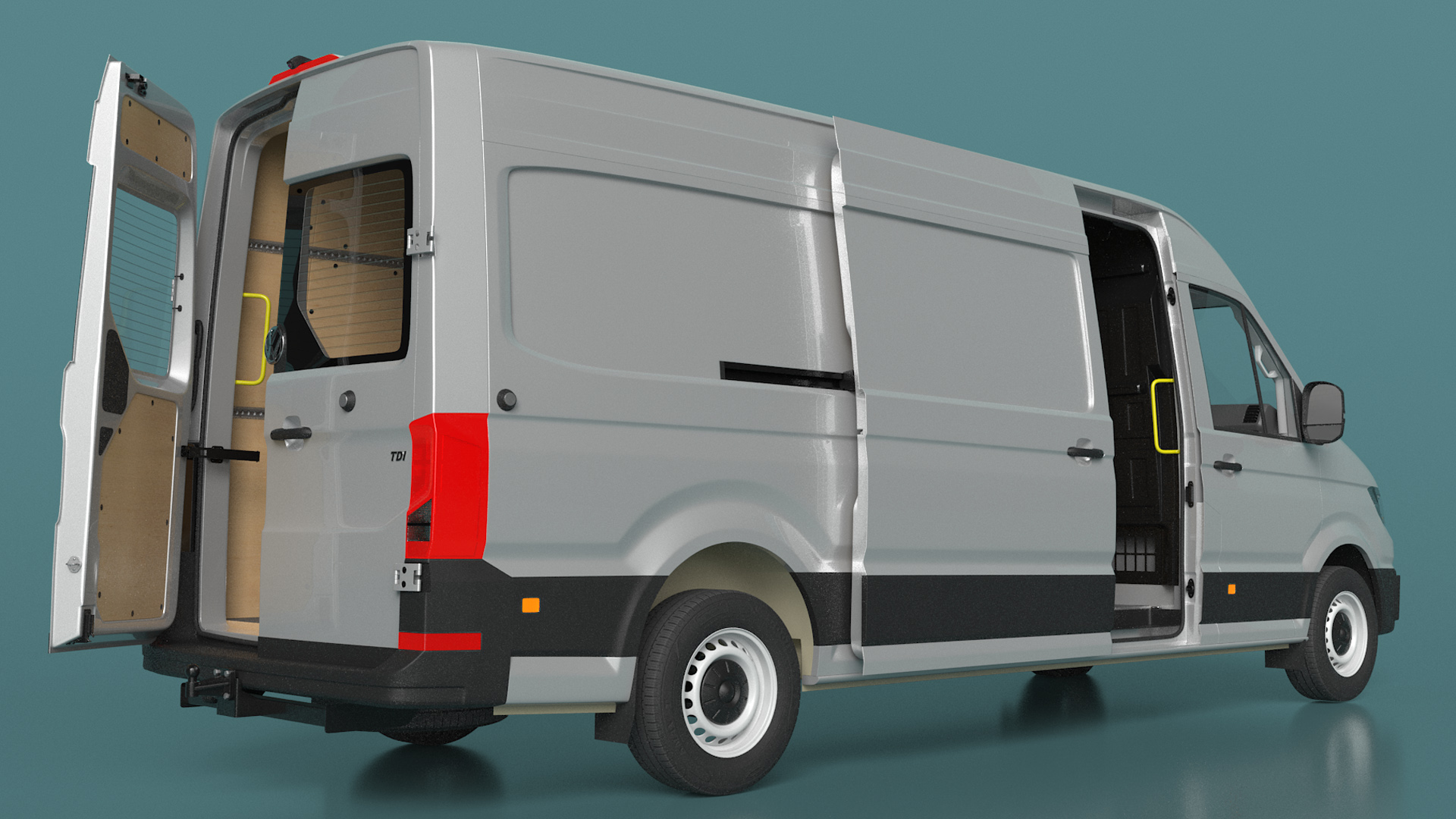 3D model Volkswagen Crafter Van 2024 Long Silver Metallic Rigged