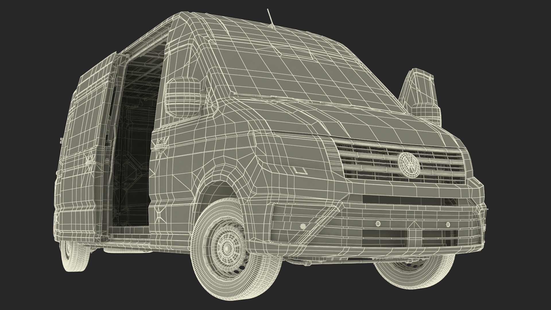 3D model Volkswagen Crafter Van 2024 Long Silver Metallic Rigged