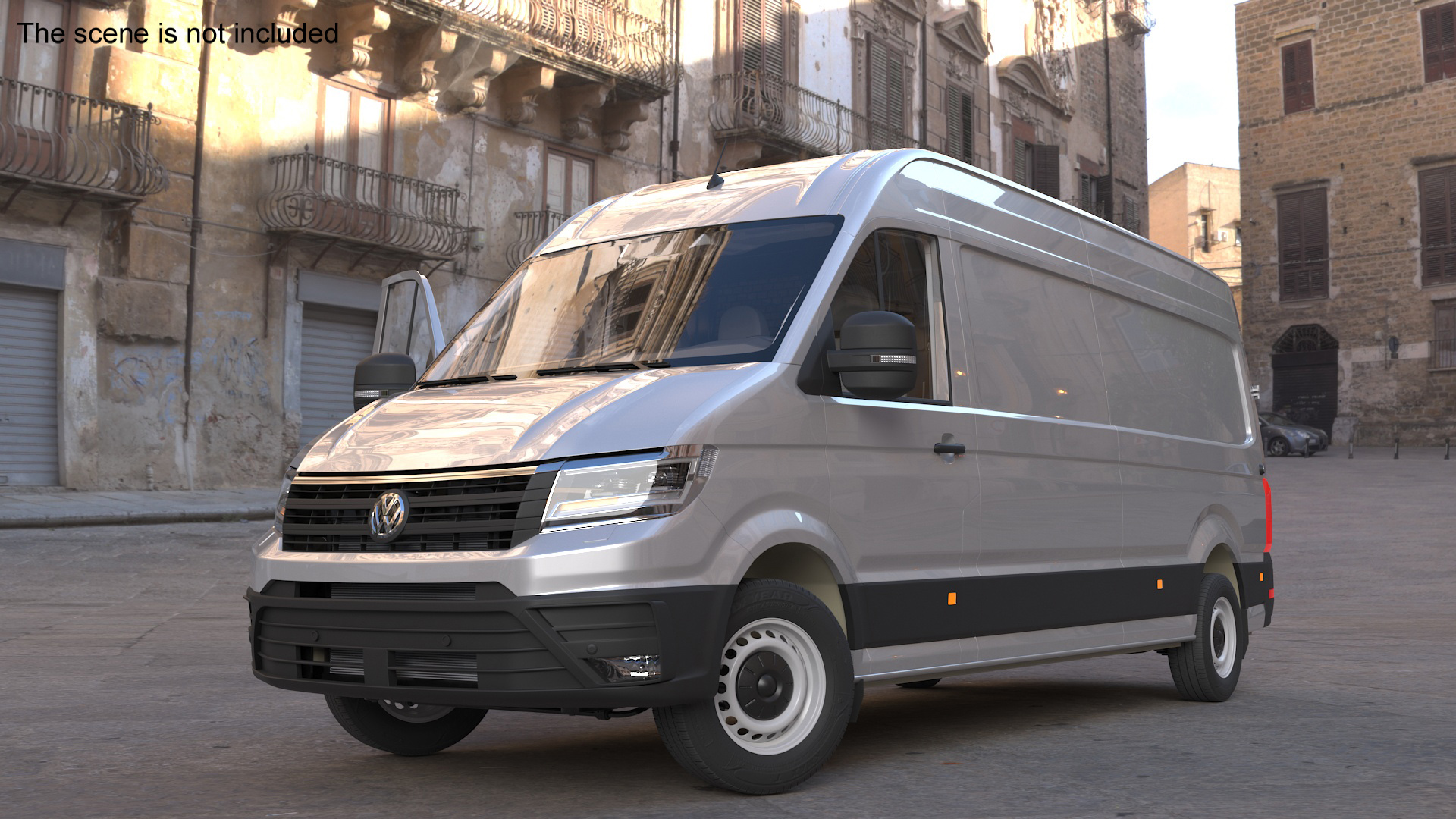 3D model Volkswagen Crafter Van 2024 Long Silver Metallic Rigged