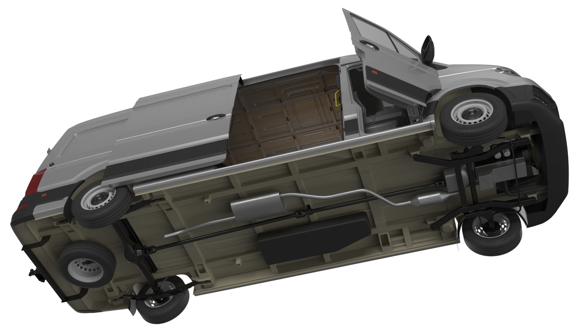 3D model Volkswagen Crafter Van 2024 Long Silver Metallic Rigged