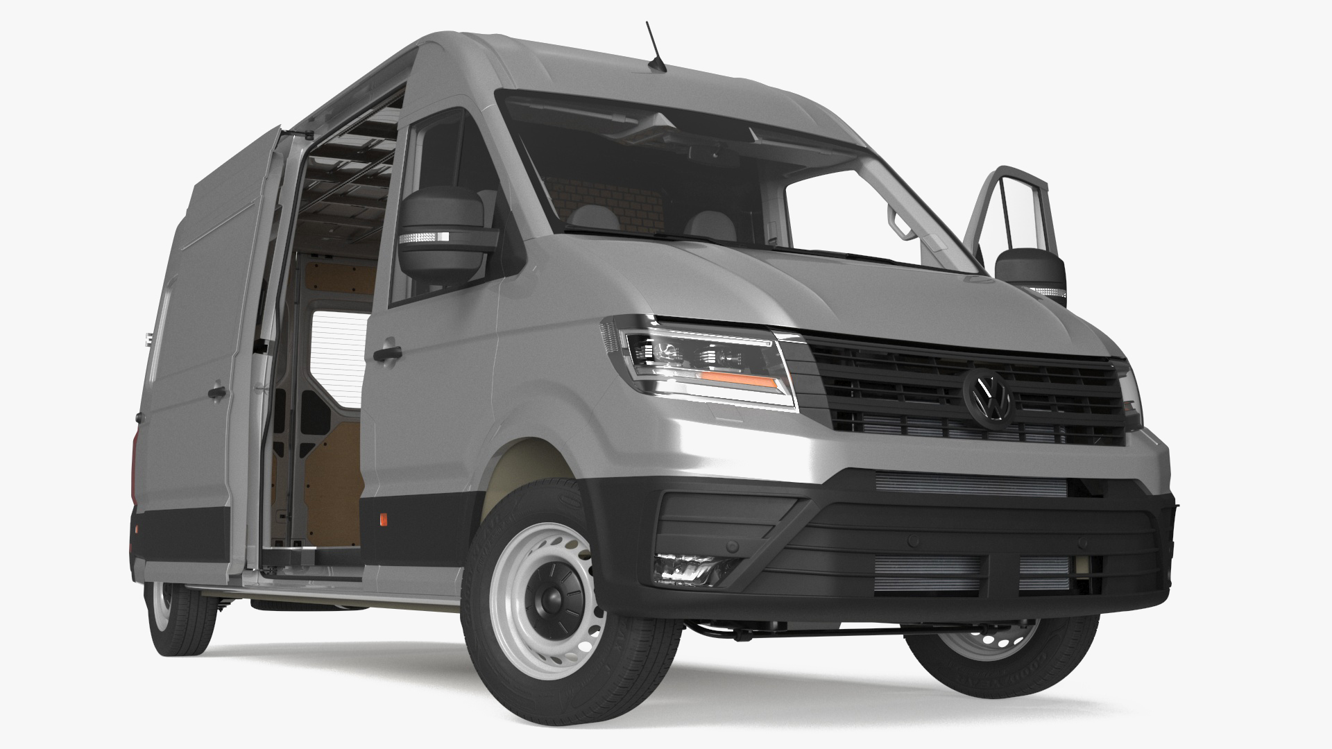 3D model Volkswagen Crafter Van 2024 Long Silver Metallic Rigged