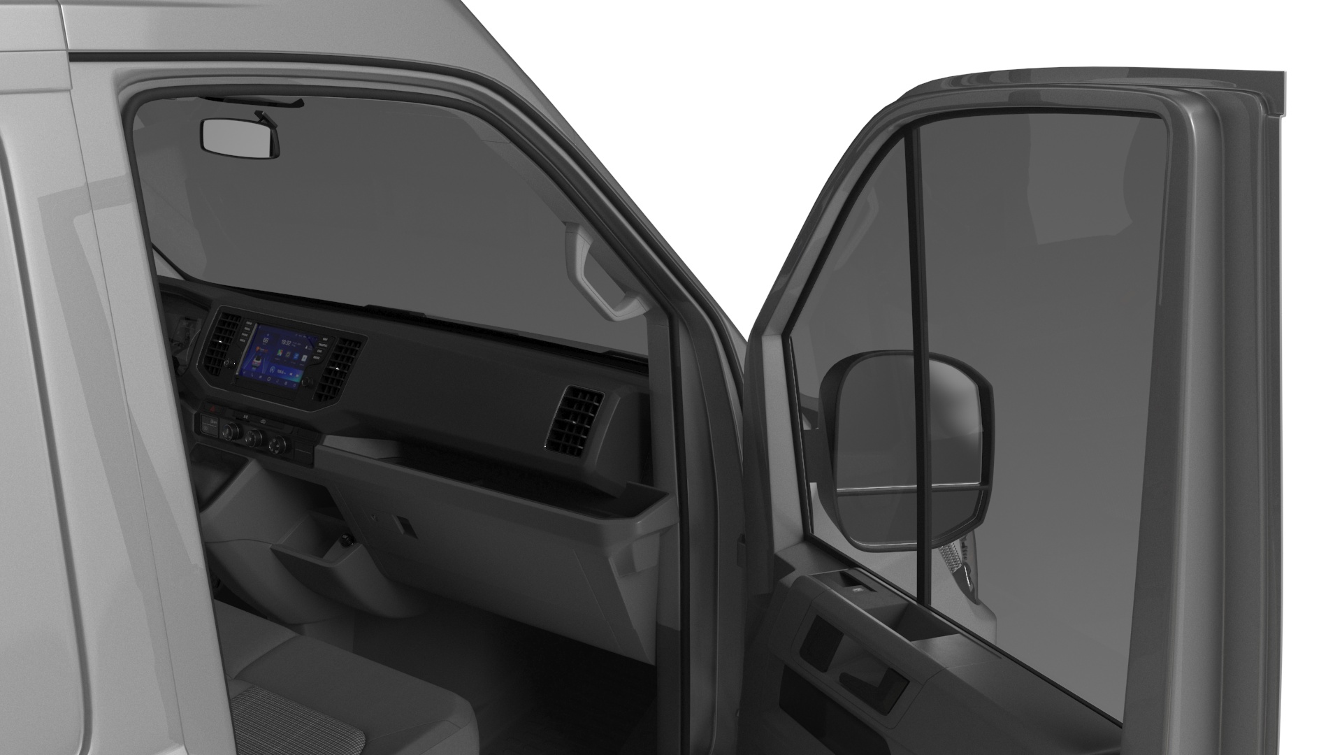 3D model Volkswagen Crafter Van 2024 Long Silver Metallic Rigged