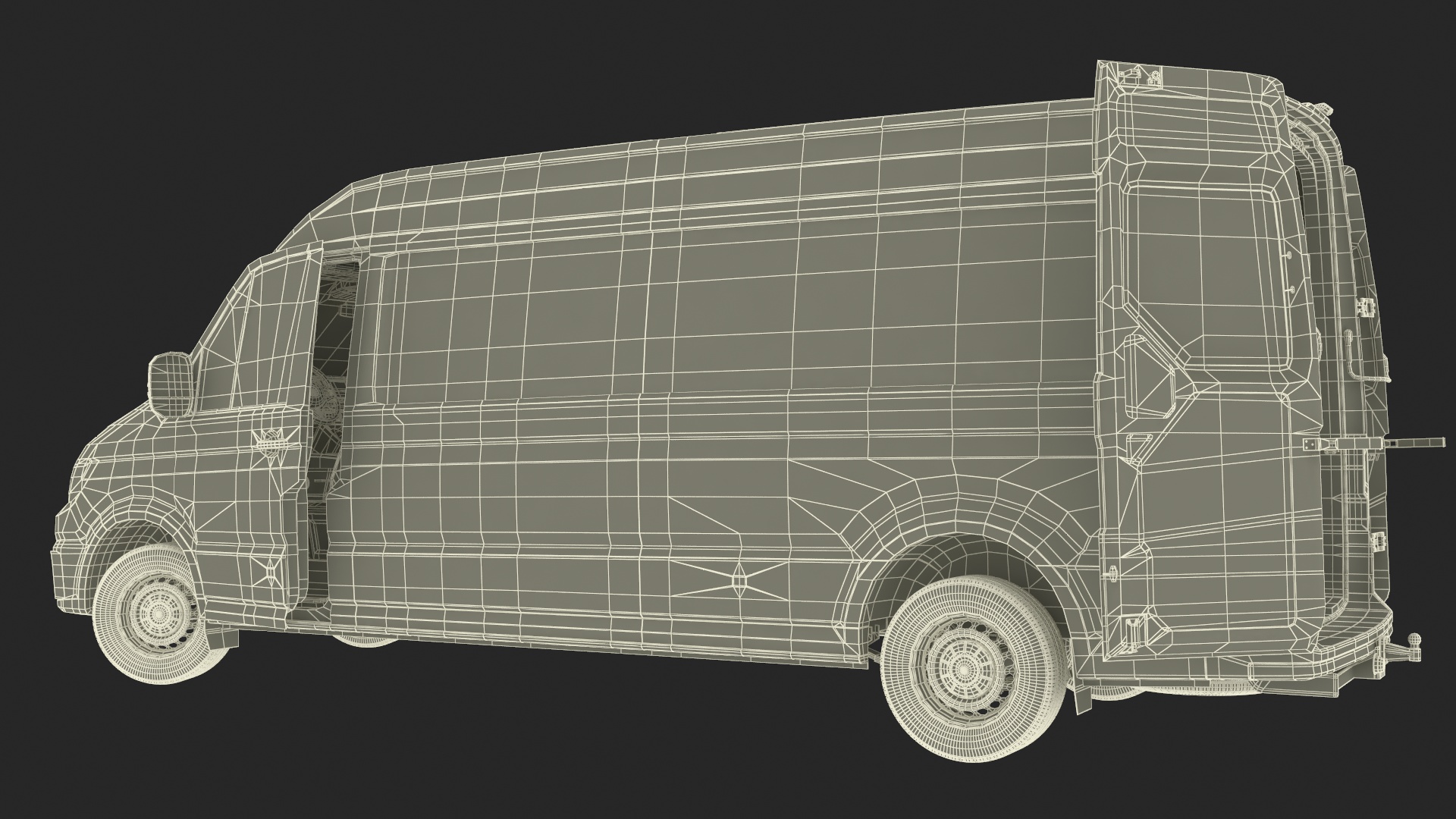 3D model Volkswagen Crafter Van 2024 Long Silver Metallic Rigged
