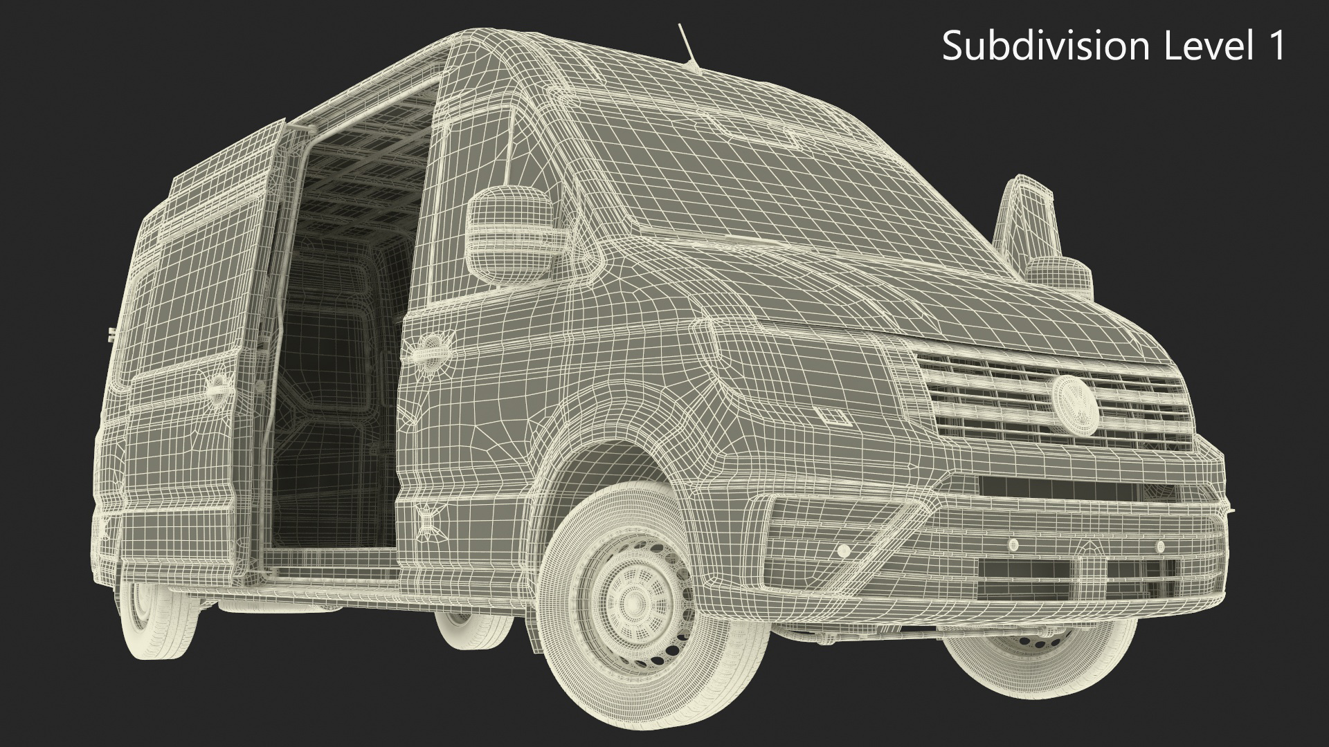3D model Volkswagen Crafter Van 2024 Long Silver Metallic Rigged