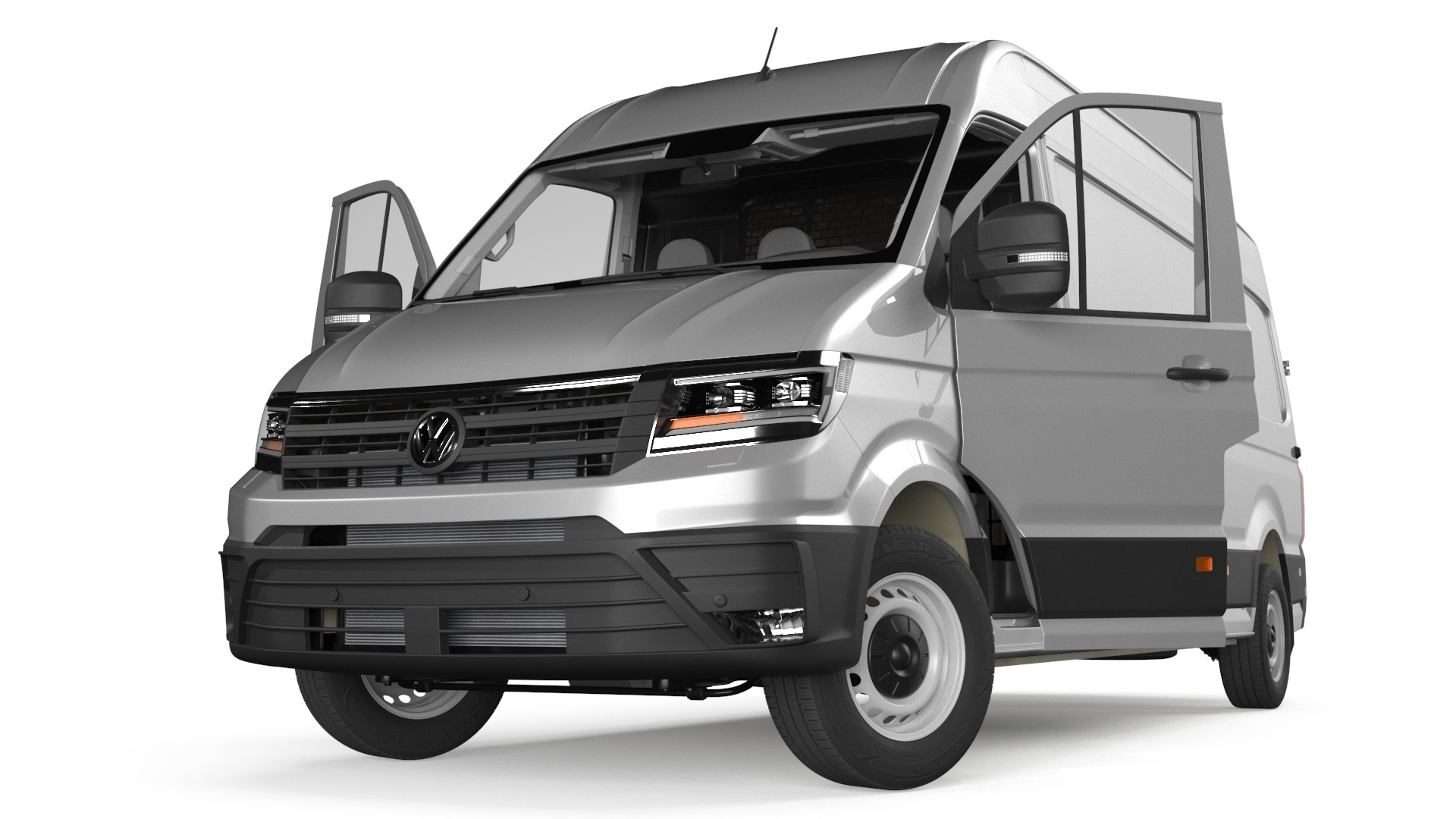3D model Volkswagen Crafter Van 2024 Long Silver Metallic Rigged