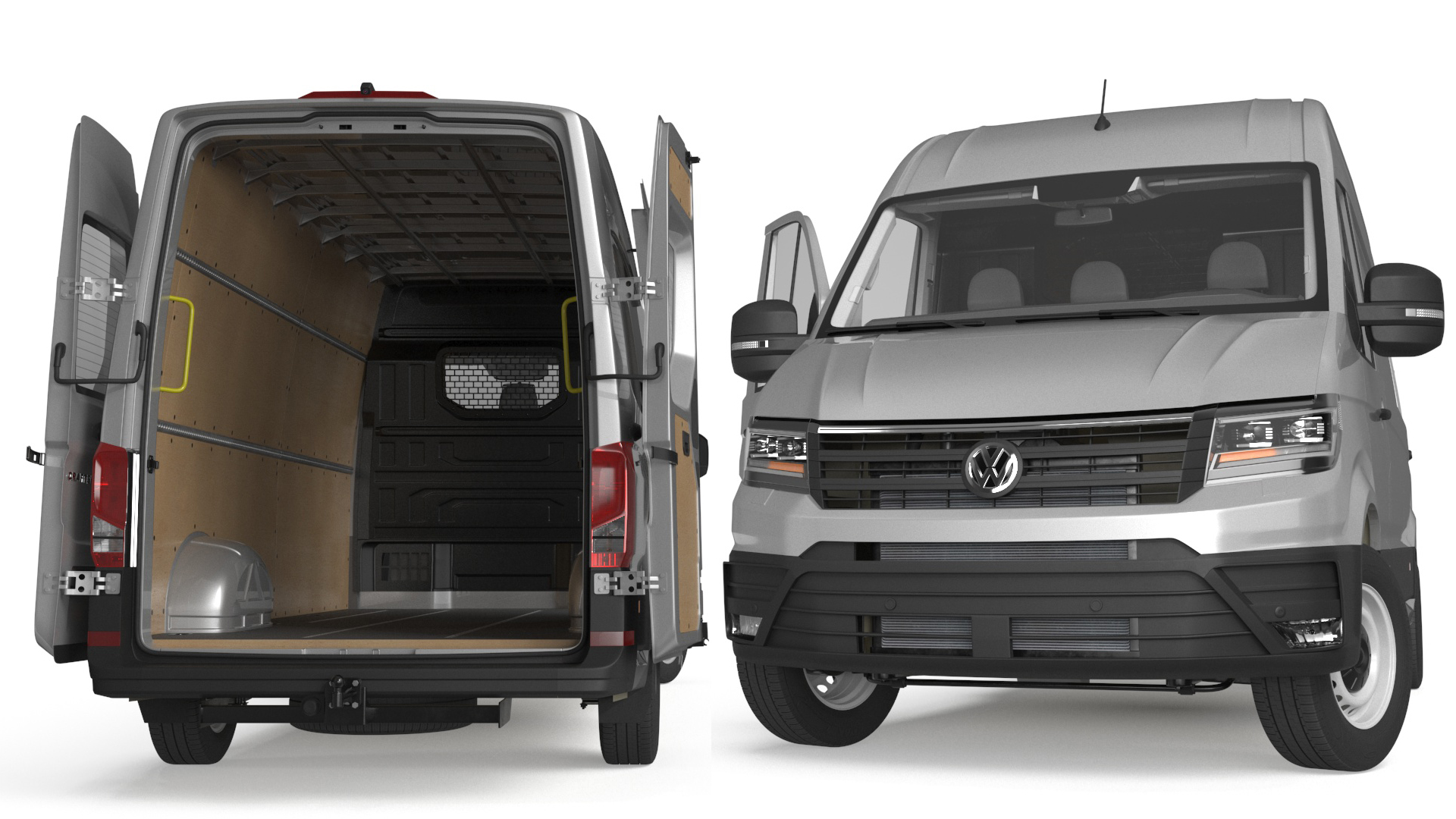 3D model Volkswagen Crafter Van 2024 Long Silver Metallic Rigged