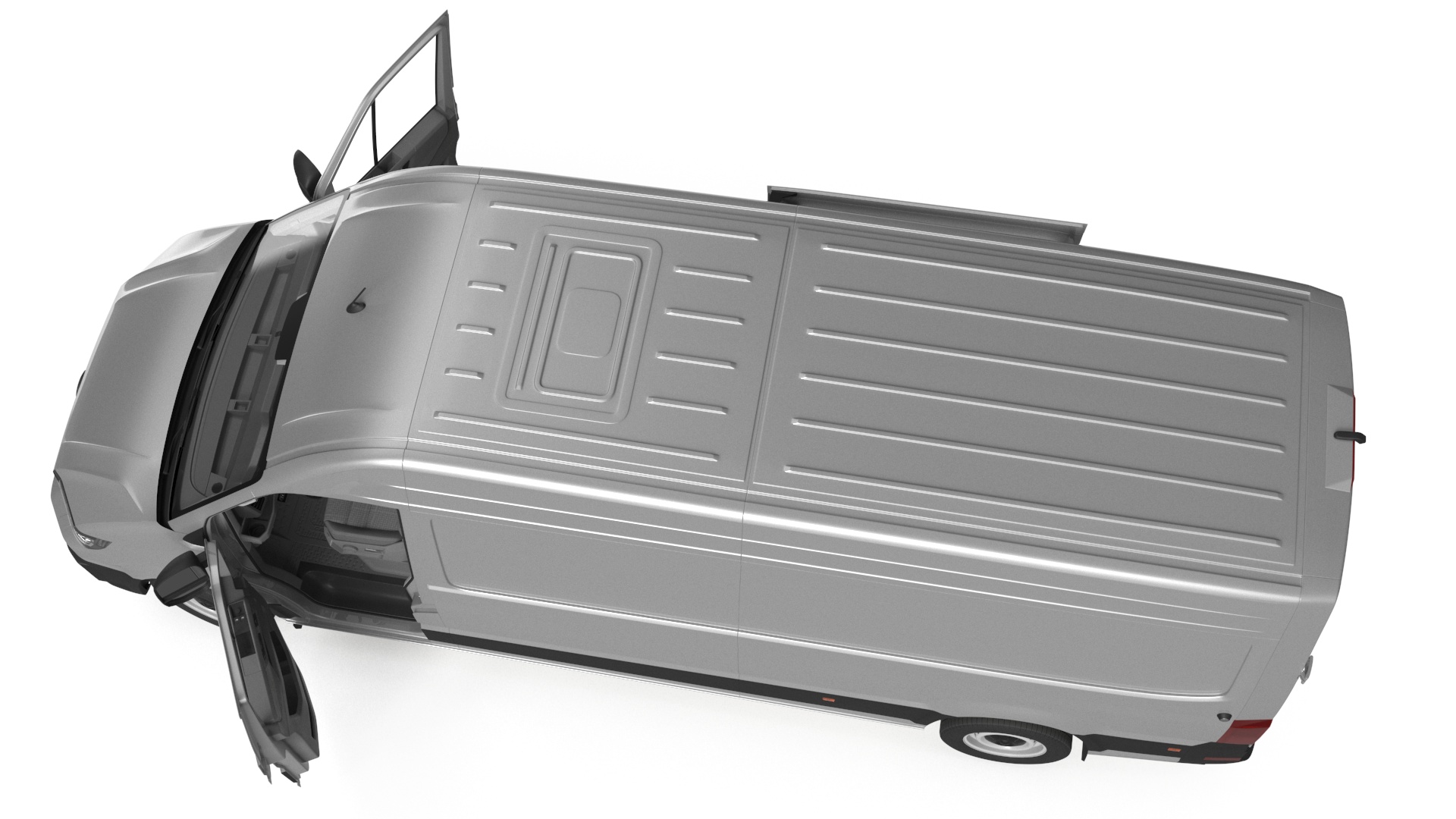 3D model Volkswagen Crafter Van 2024 Long Silver Metallic Rigged