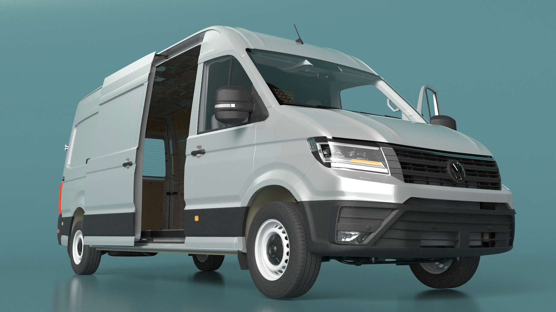 3D model Volkswagen Crafter Van 2024 Long Silver Metallic Rigged