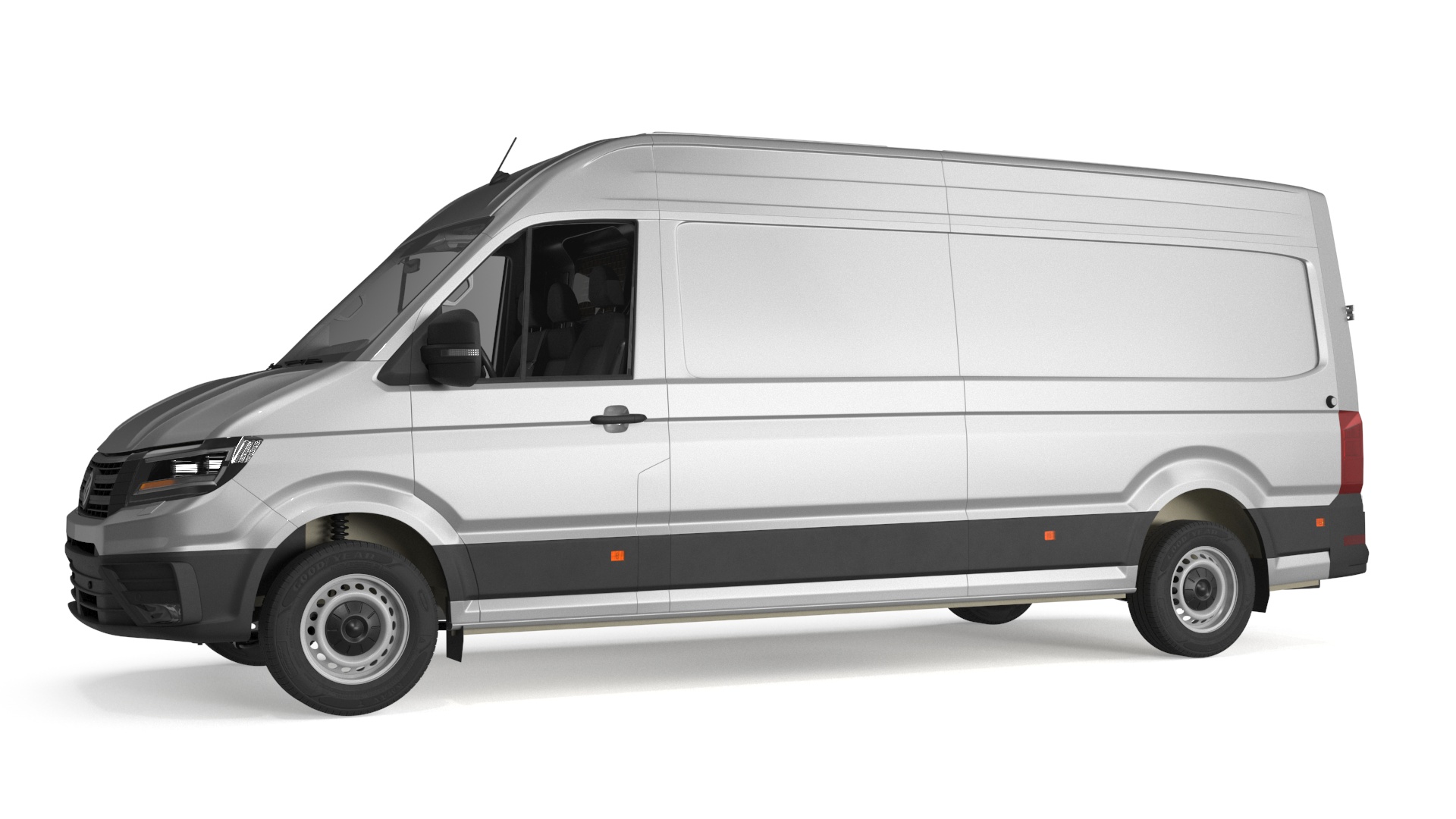 3D model Volkswagen Crafter Van 2024 Long Silver Metallic Rigged