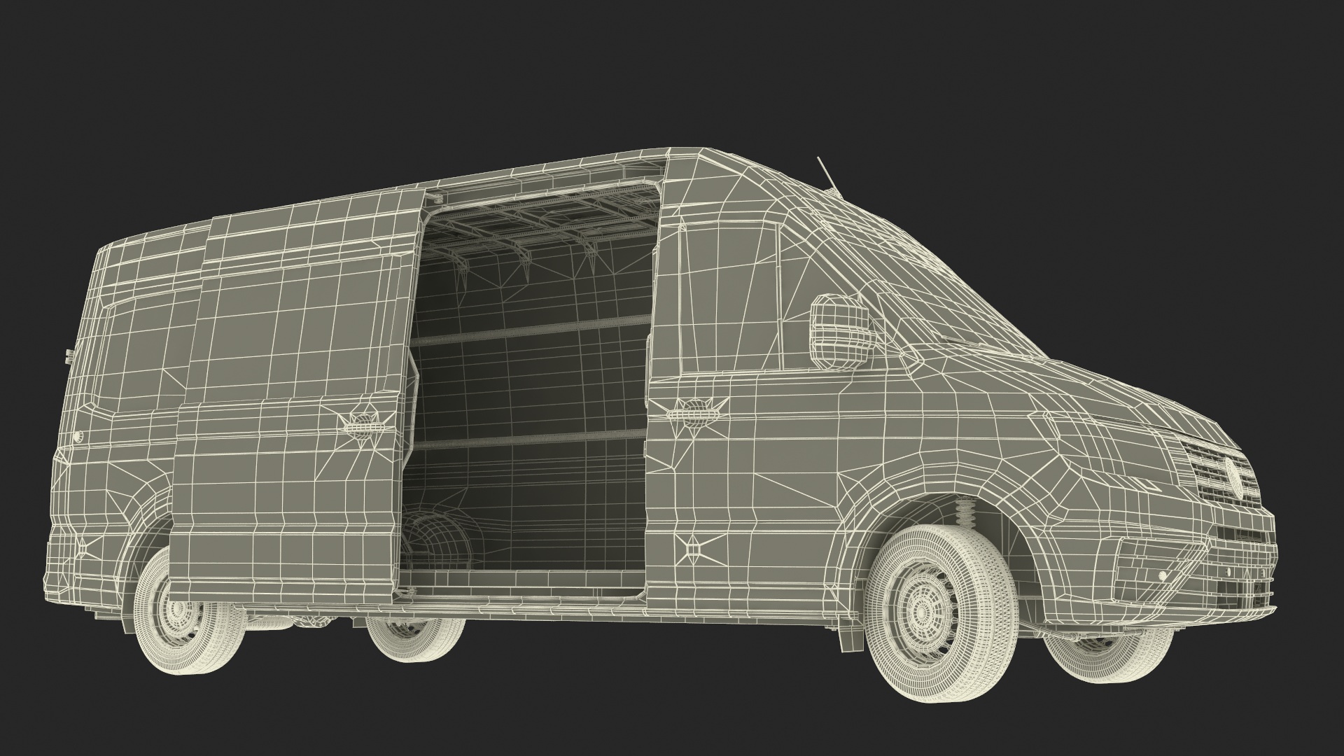 3D model Volkswagen Crafter Van 2024 Long Silver Metallic Rigged