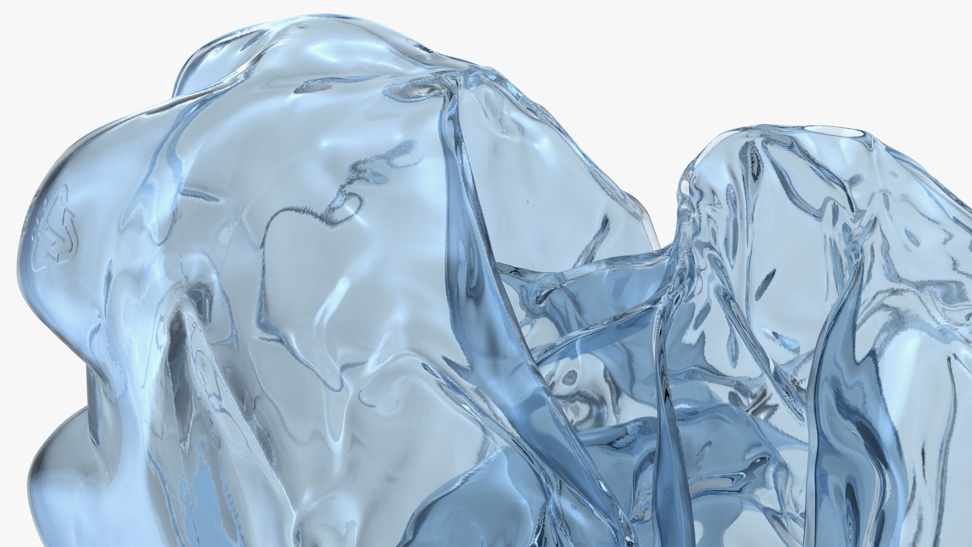 3D model Upright Crushed Empty Plastic Bottle Blue with Cap