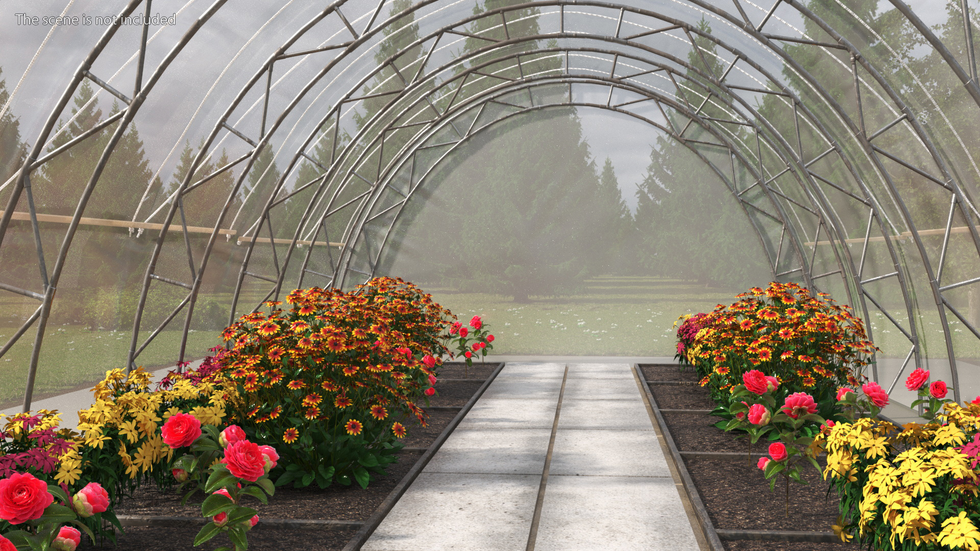 Greenhouse Winter Garden with Flowers 3D