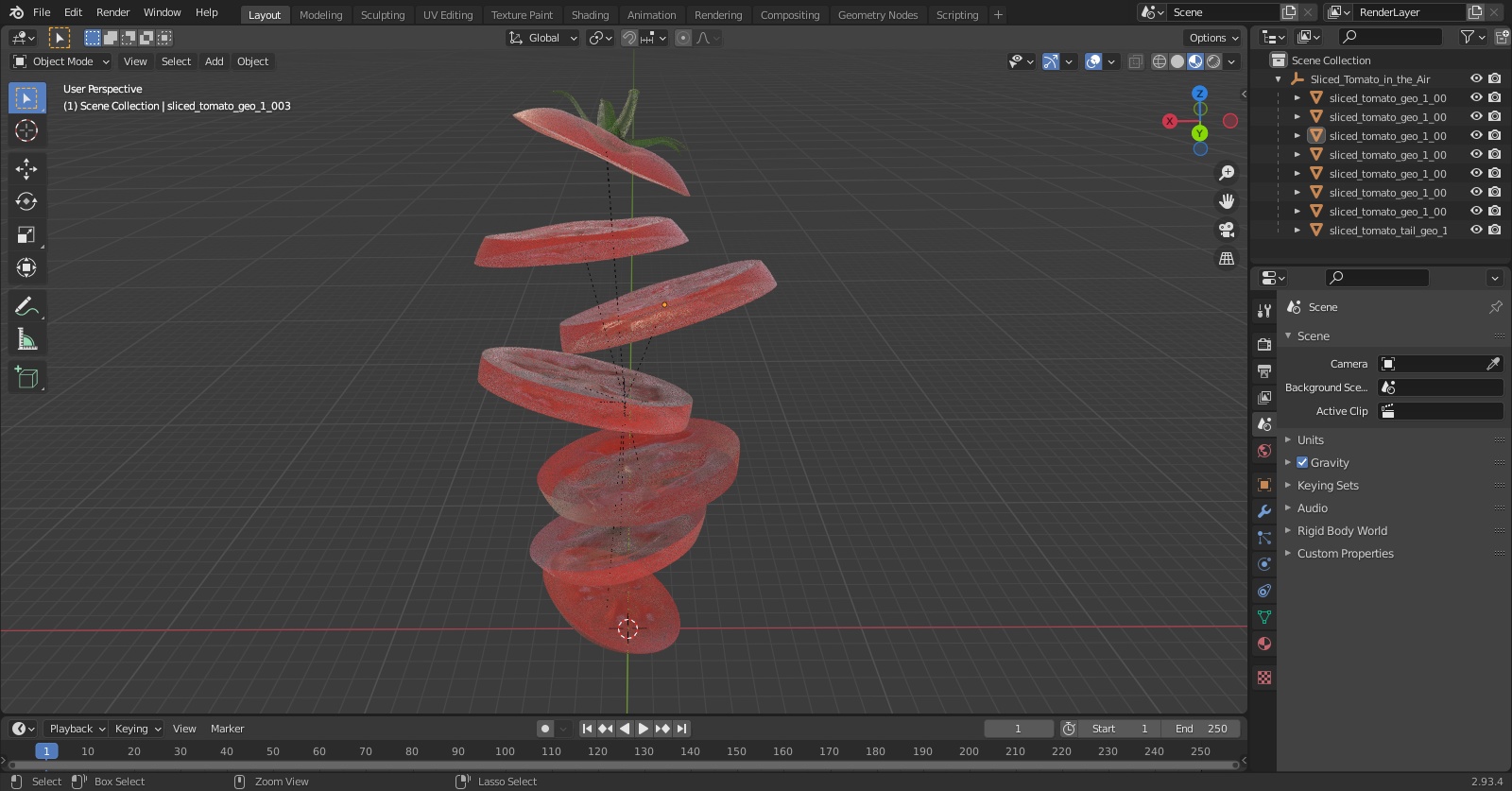 Sliced Tomato in the Air 3D model