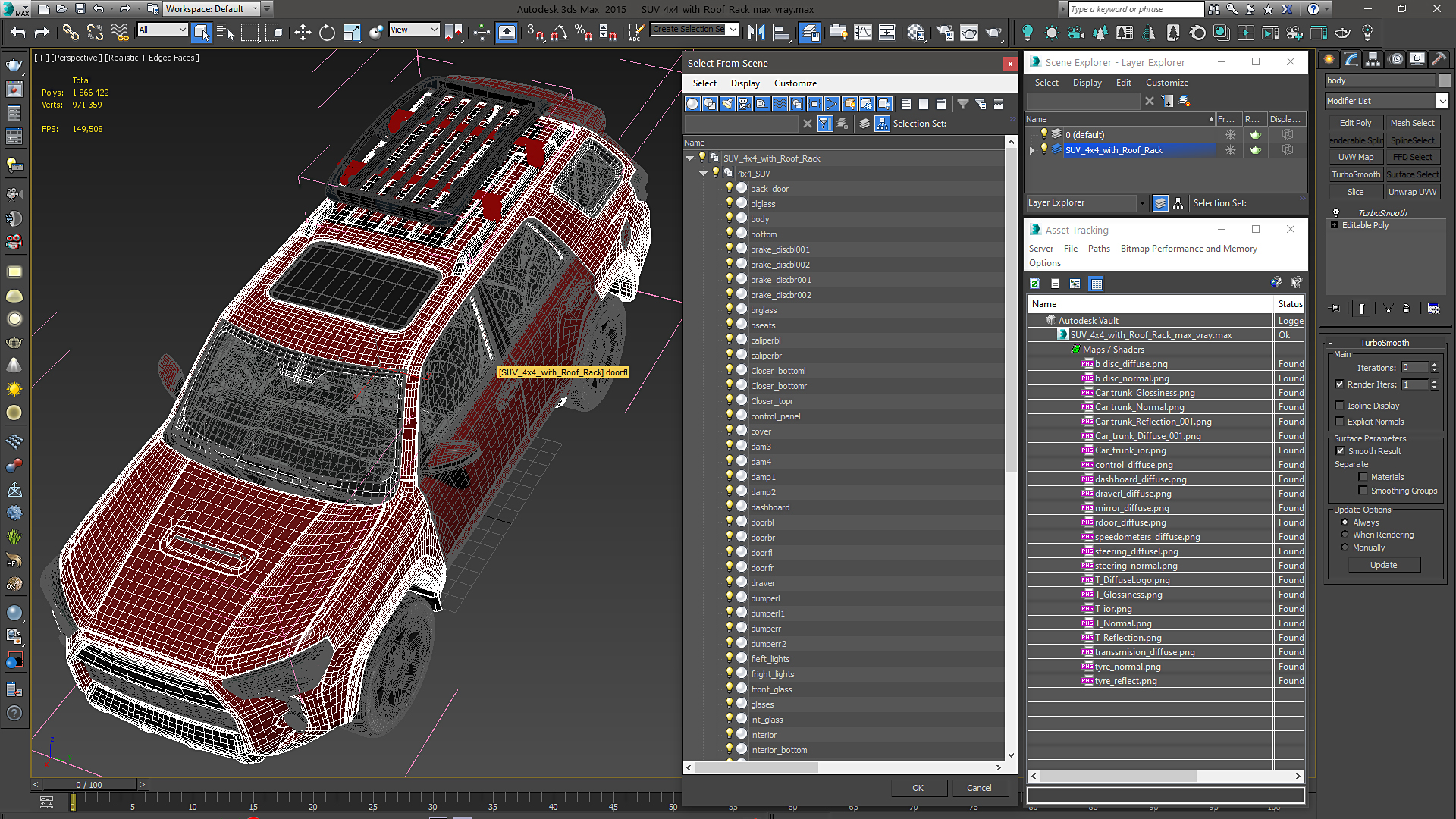 SUV 4x4 with Roof Rack 3D