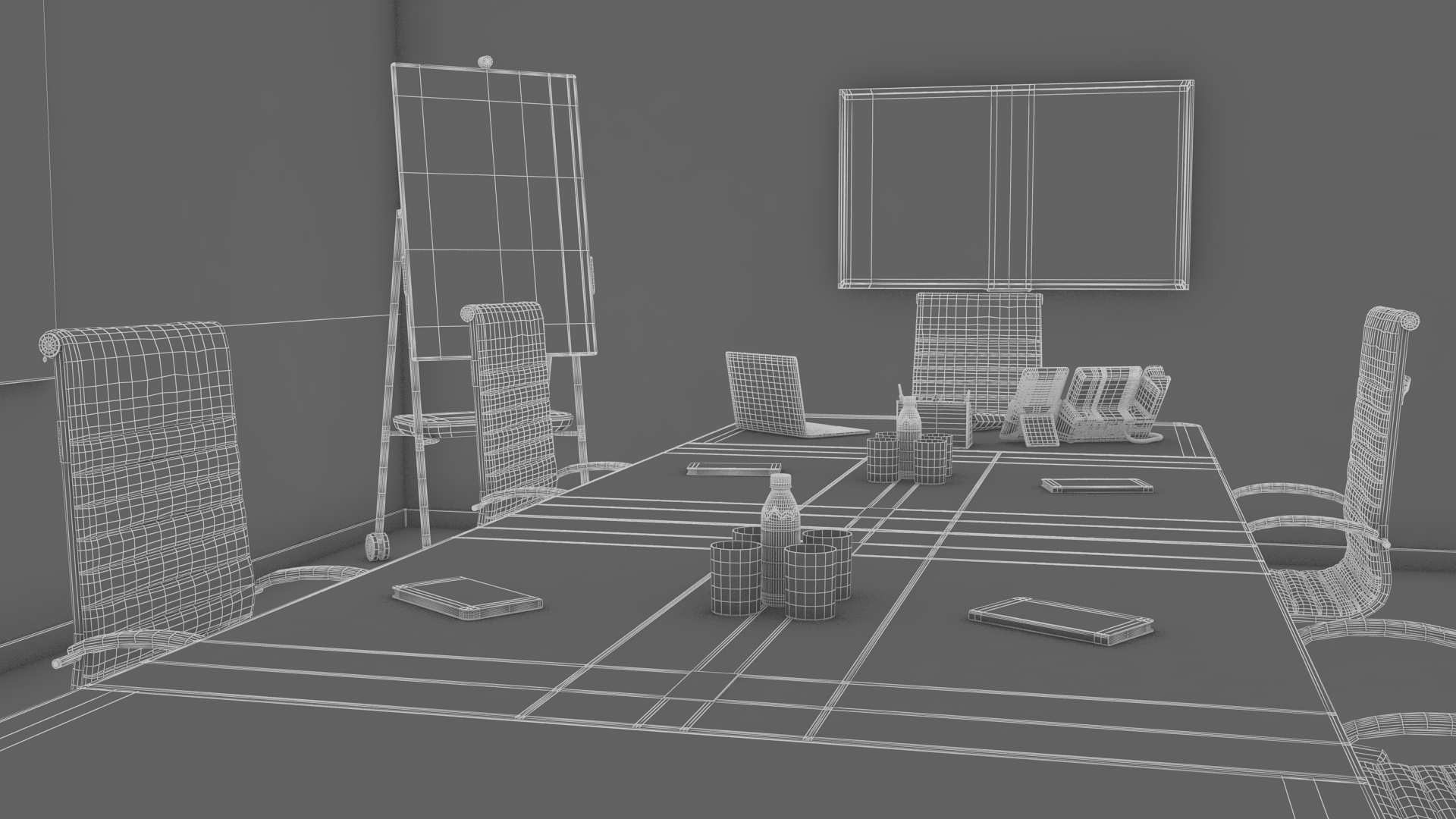 Equipped Meeting Room White 3D