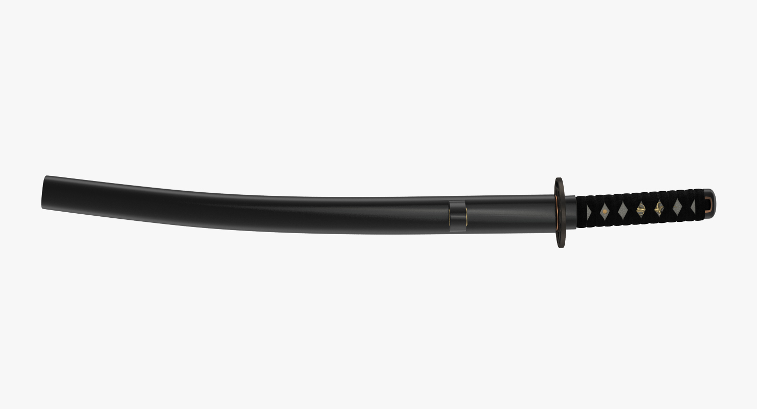 Wakizashi Japanese Short Sword Set 3D model