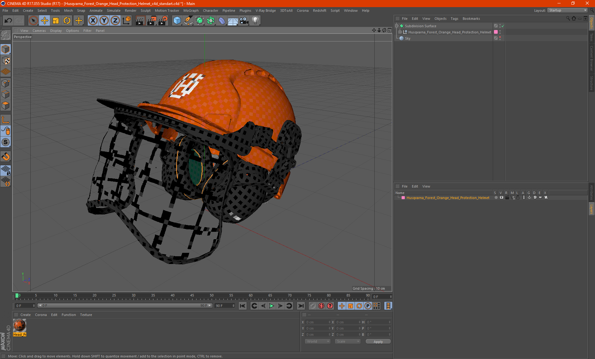 3D Husqvarna Forest Orange Head Protection Helmet