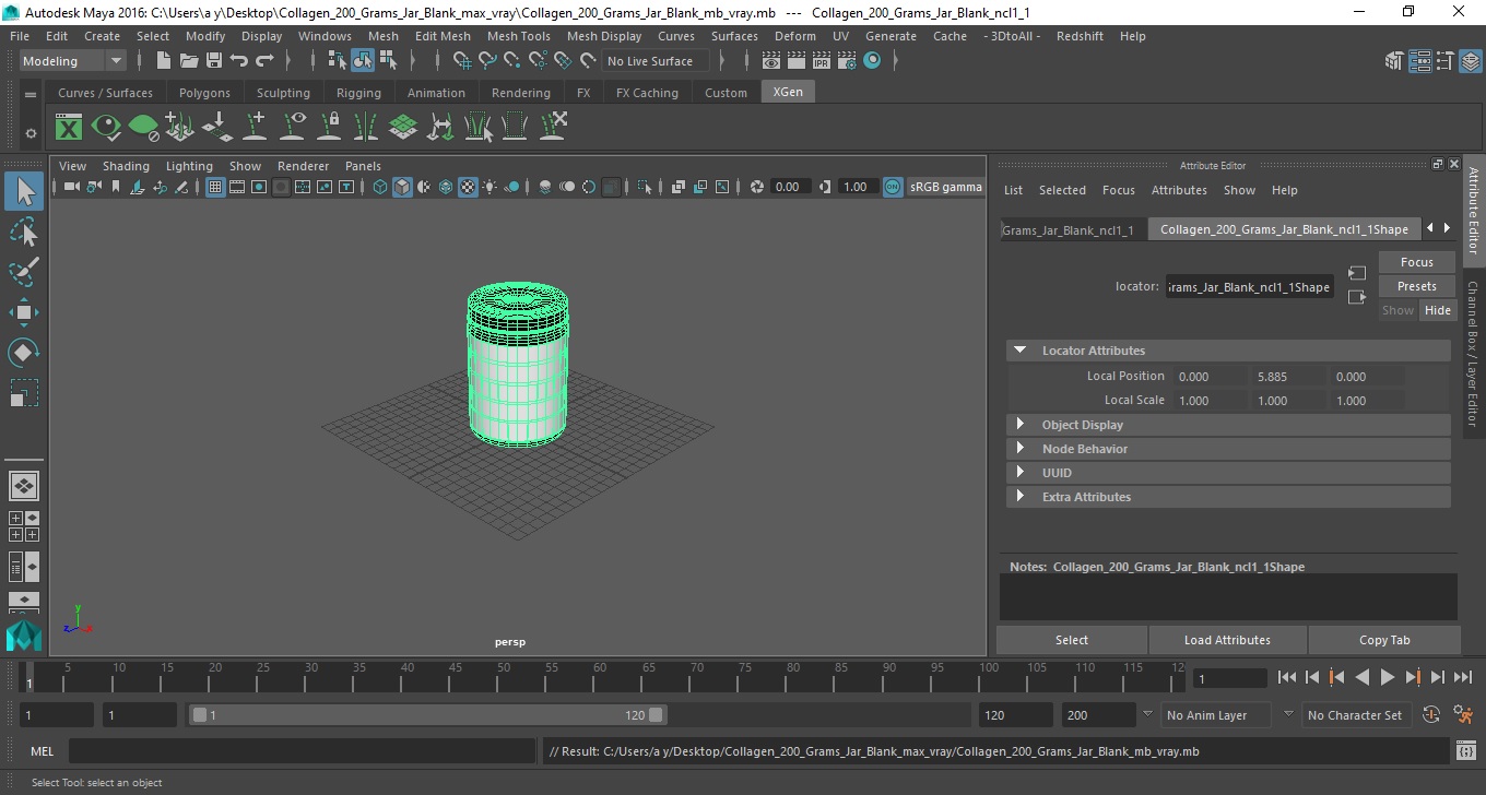 3D Collagen 200 Grams Jar Blank model