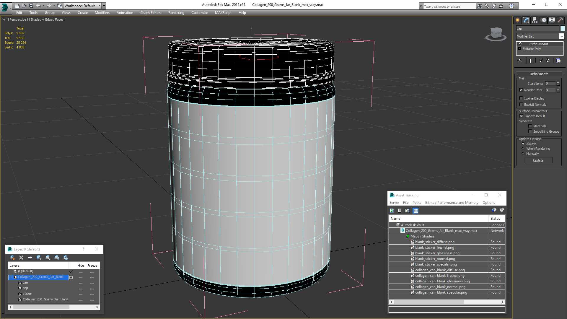 3D Collagen 200 Grams Jar Blank model