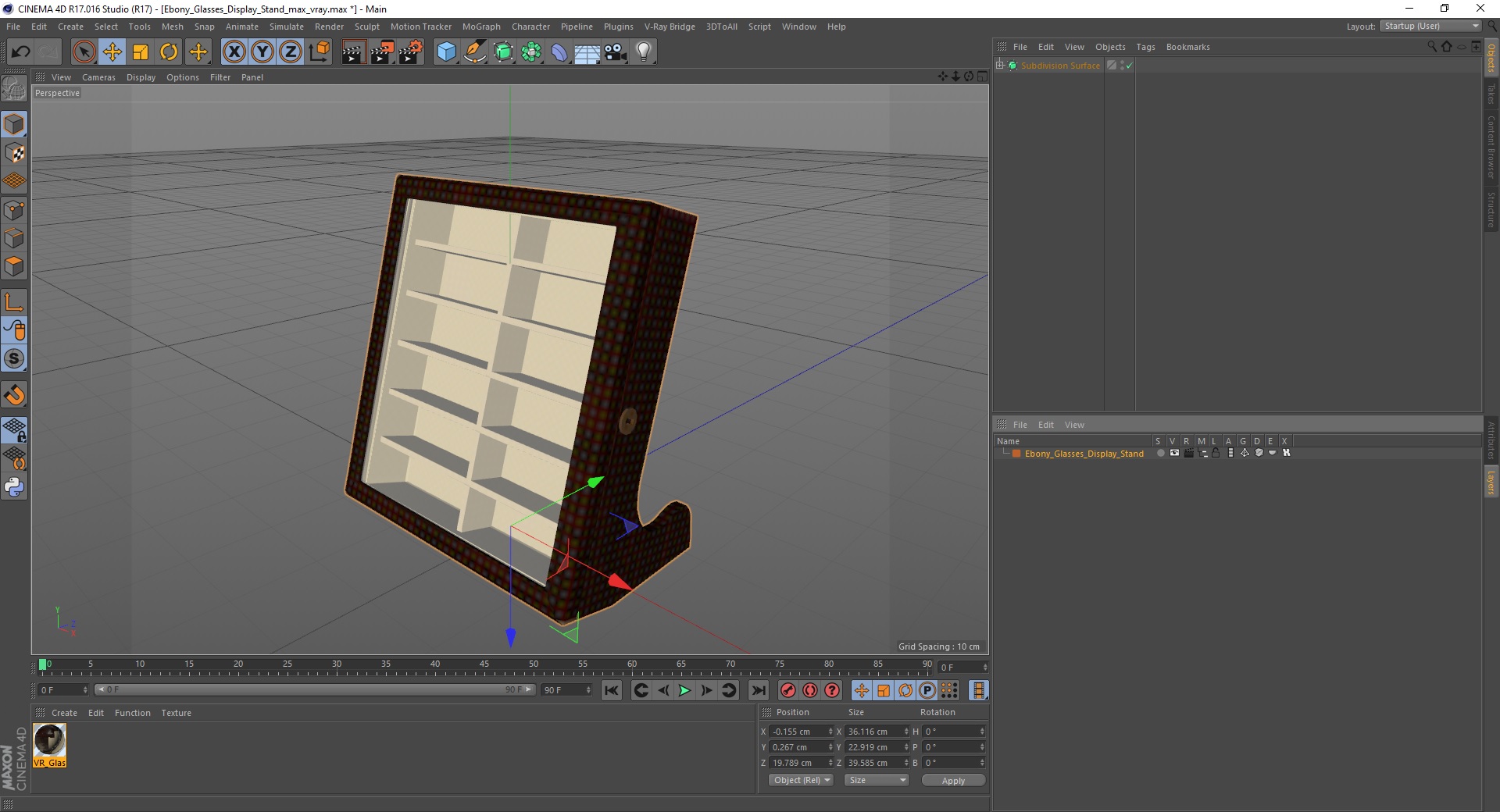 Ebony Glasses Display Stand 3D