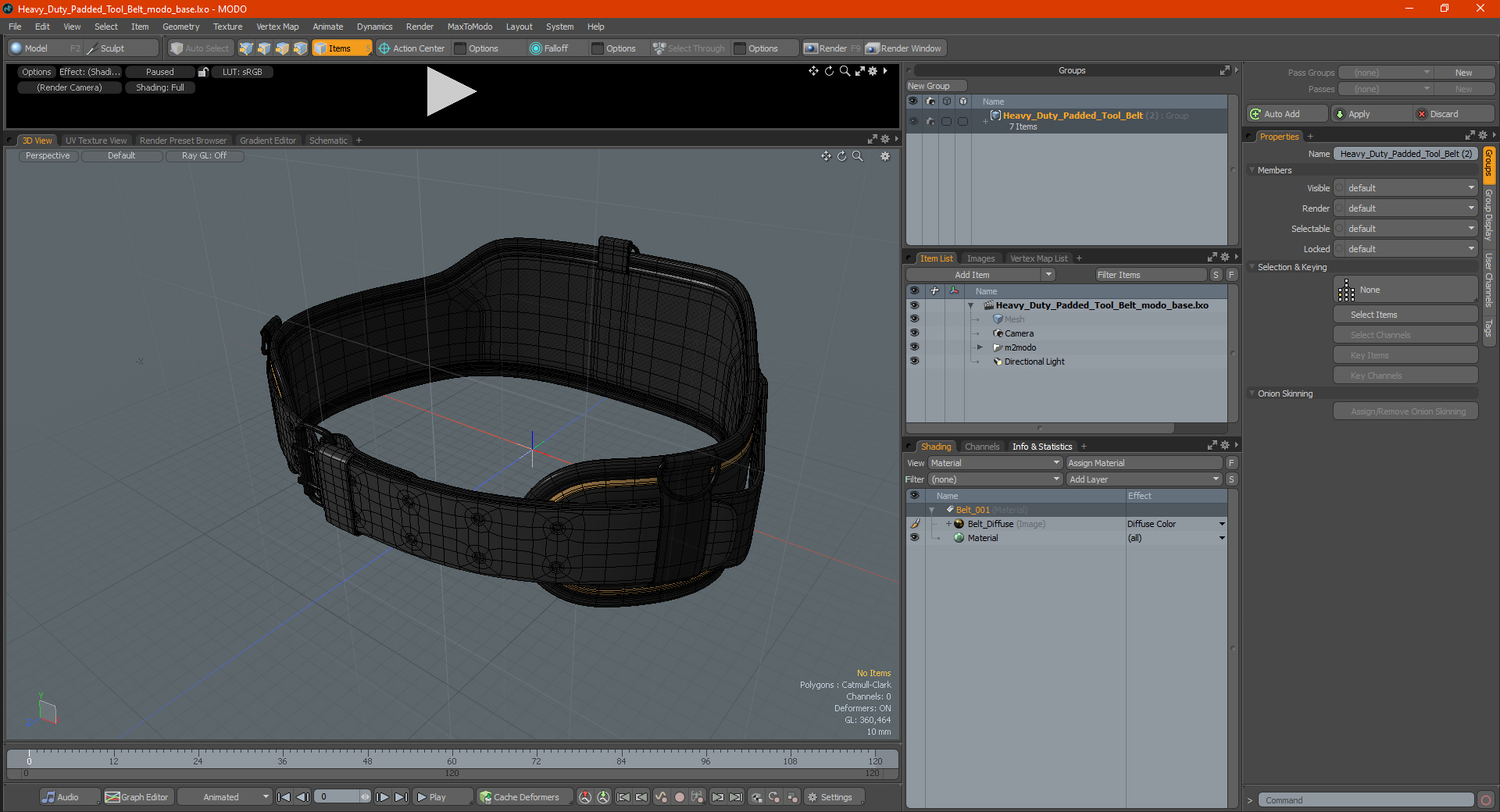 Heavy Duty Padded Tool Belt 3D