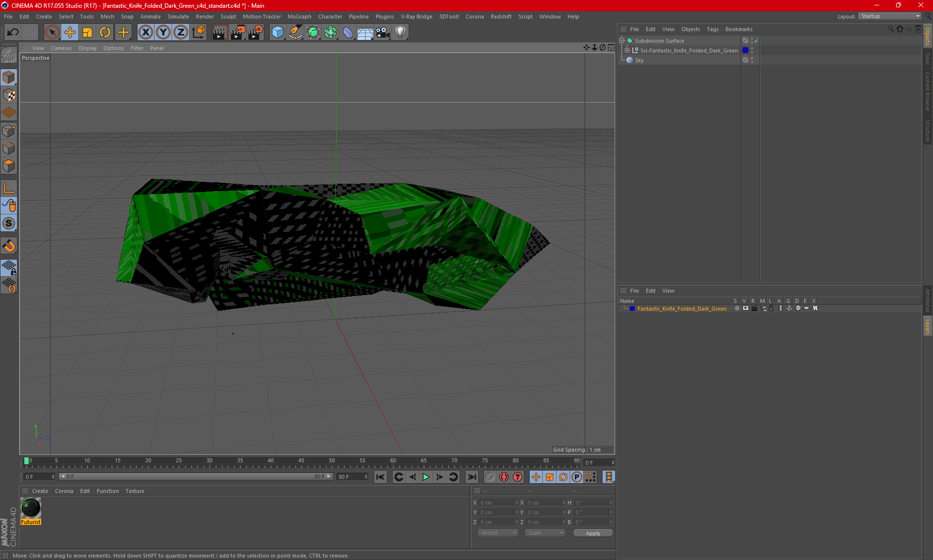 3D Fantastic Knife Folded Dark Green model