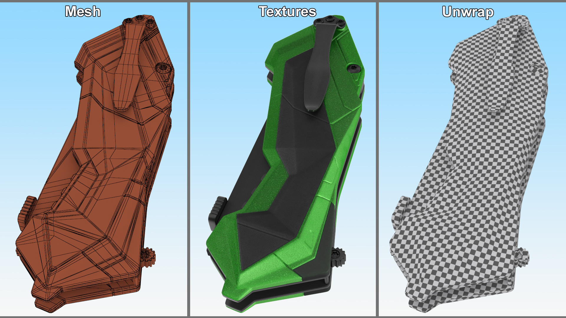 3D Fantastic Knife Folded Dark Green model